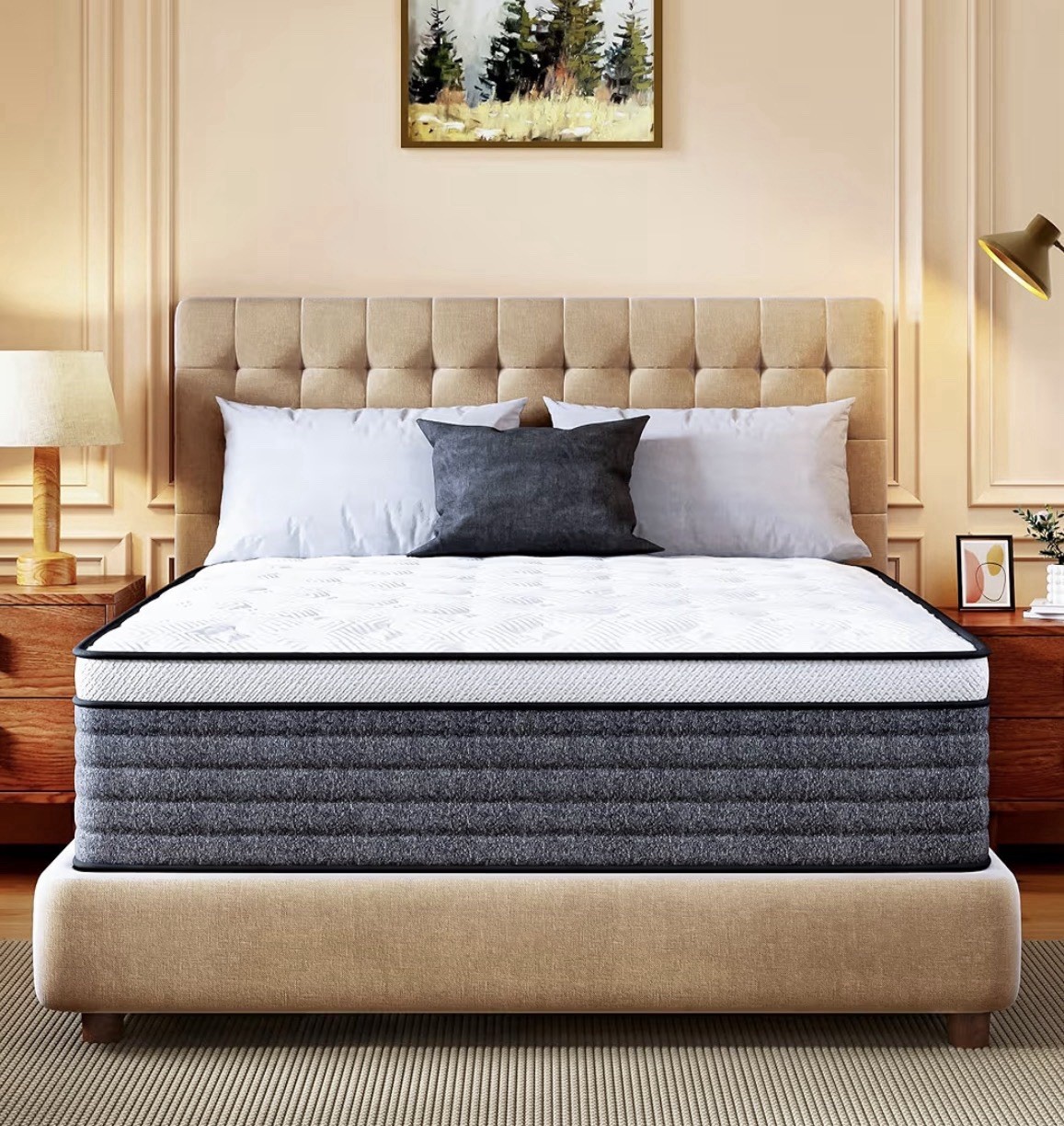 Queen Medium Firm Innerspring Mattress, Breathable Knitted Cover, CertiPUR-US