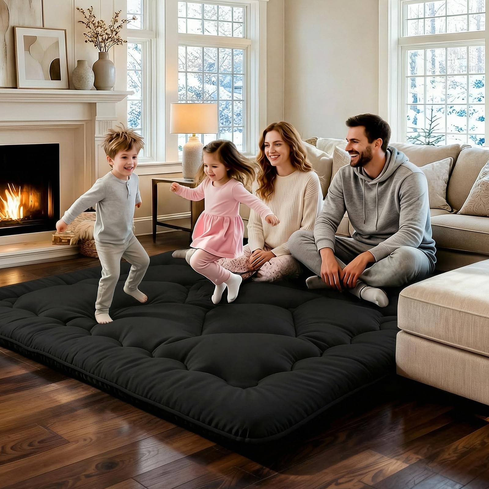 4″ Thick Japanese Floor Mattress – Space Saving Foldable Floor Mattress for G…