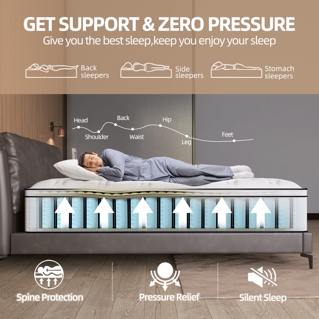 12/14 Inch Hybrid Mattress in a Box Memory Foam Spring Twin Full Queen King Size