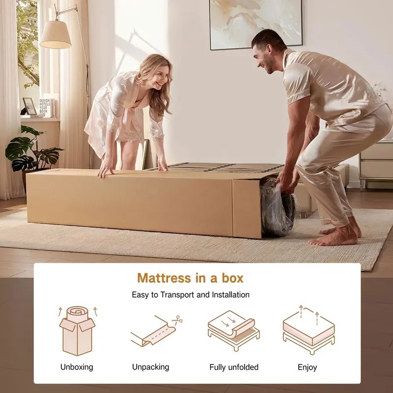 14 in Twin Hybrid Mattress Cooling Gel Memory Foam Pocket Spring Bed Box Beige