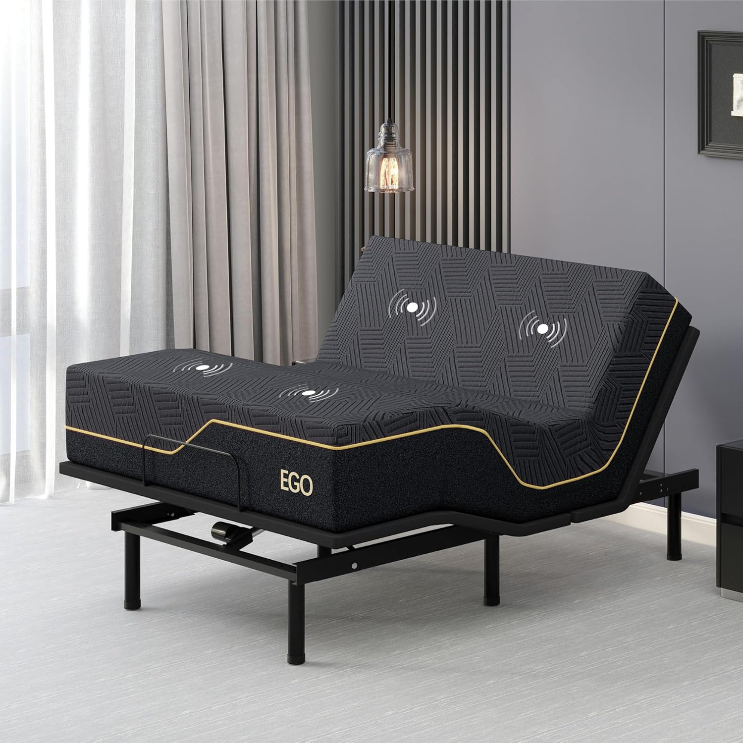 Adjustable Bed Frame Full and 14 Inch Memory Foam Mattress, Independent Head and