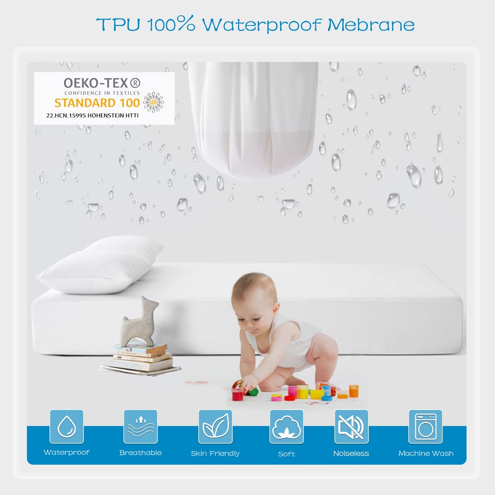 GRT 2 Pack Twin Mattress Protector Waterproof, Breathable & Twin, White