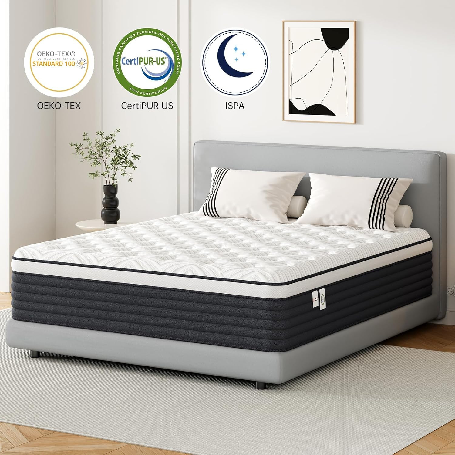 Twin Mattress, 12 Inch Hybrid Memory Foam Mattress in a Box, Pressure Relief for