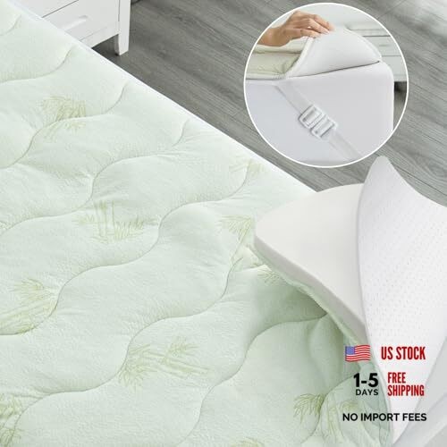 Viscose Mattress Topper for RV Camper, Dual Layer 2 Inch Short Queen Green