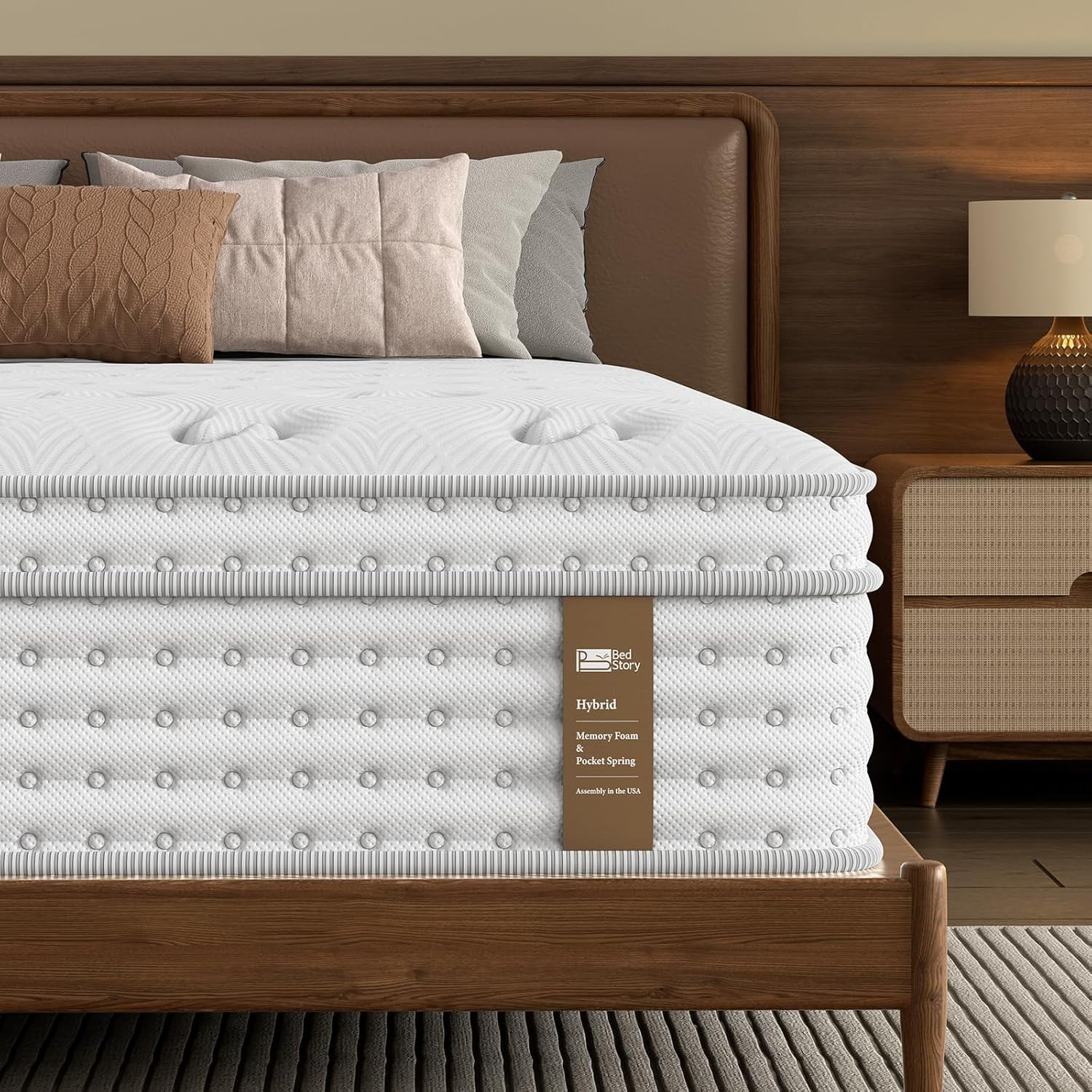 Medium Firm Queen Mattress 14 Inch, Hybrid Queen Size Mattress in a Box, Back Pa