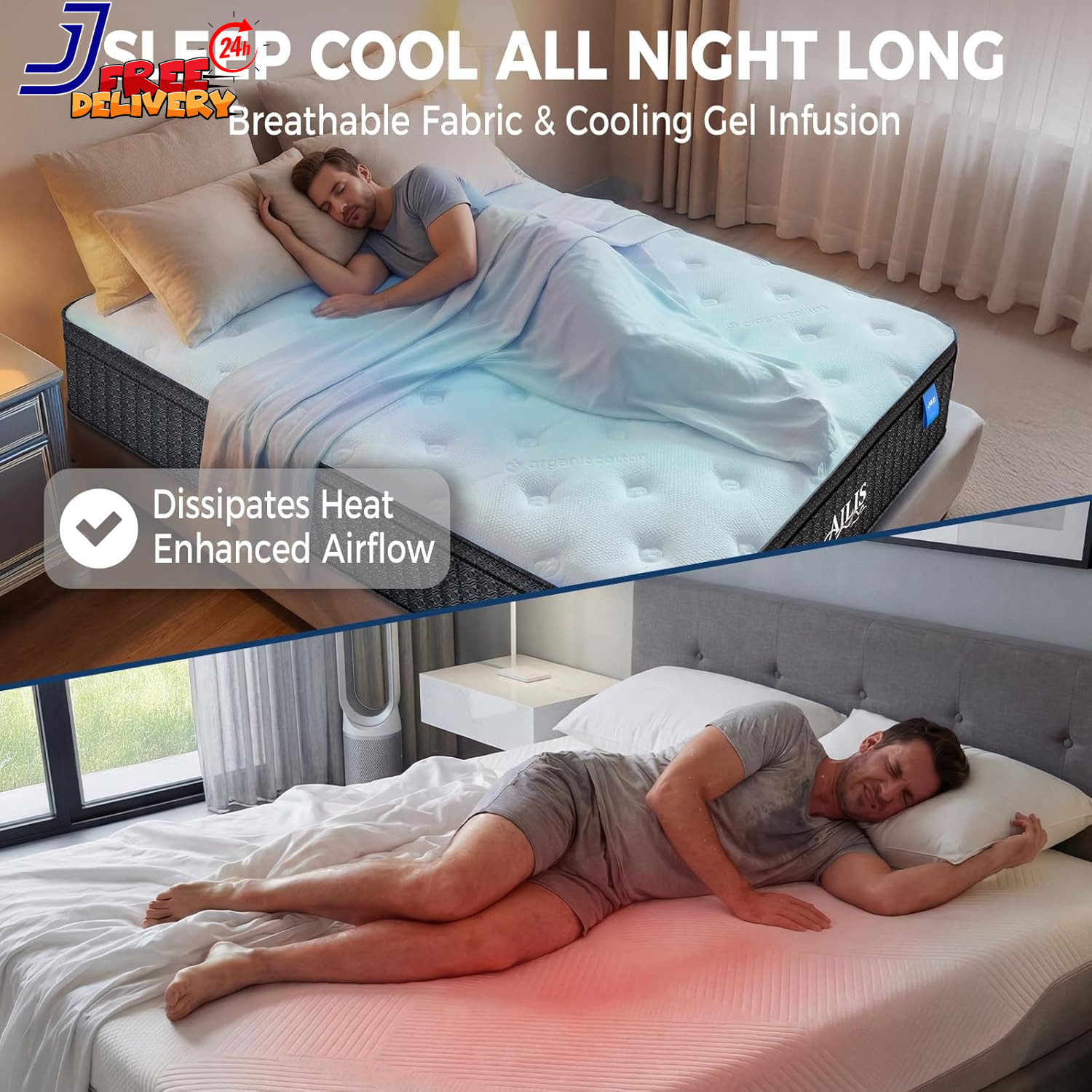 12″ King Size Hybrid Mattress in a Box Medium Firm Cool & Supportive Sleep