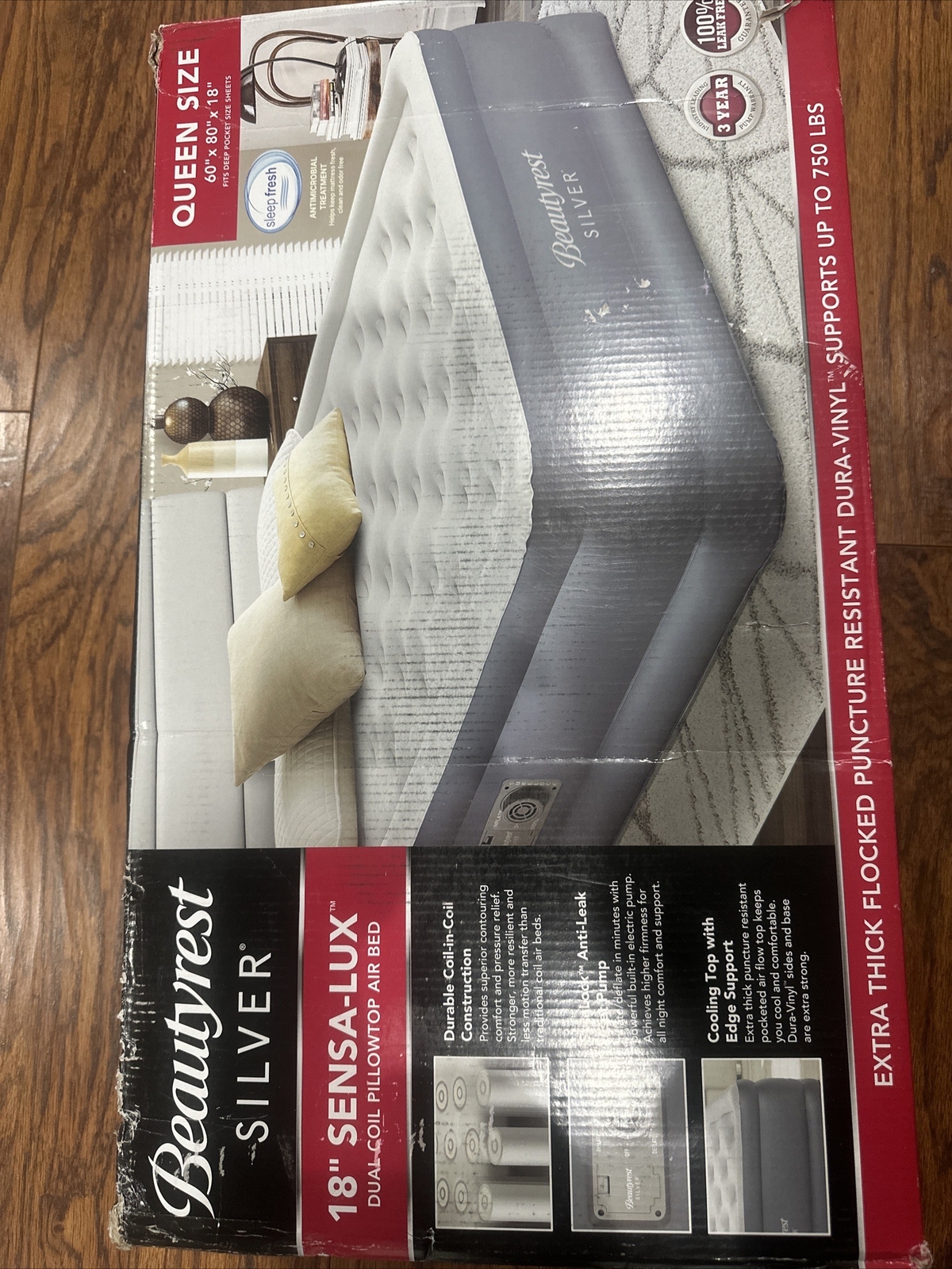 Beautyrest Silver 18″ Sensa-Lux Dual Coil Pillow Top Air Mattress-Queen Size