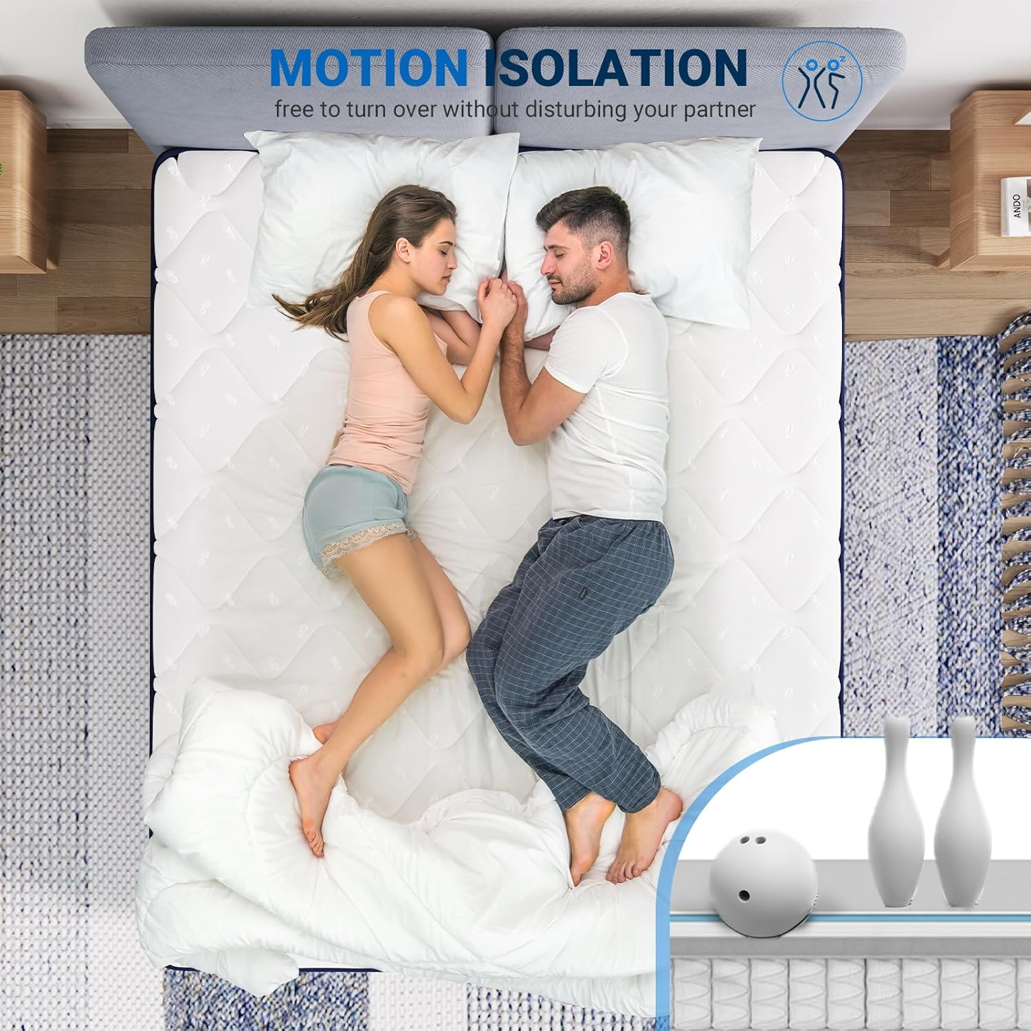 12″ Queen Hybrid Mattress in a Box – Comfort Foam & Pocket Coils for Relief