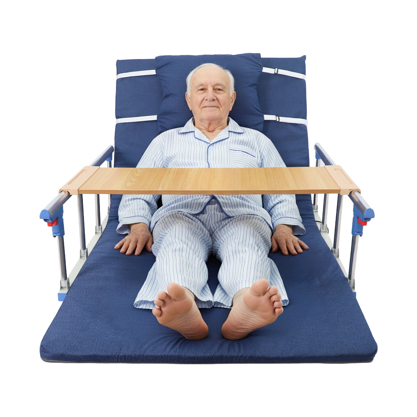 Electric Bed Lifting Backrest with Guardrails & Tray Table 2°-80° Remte Control