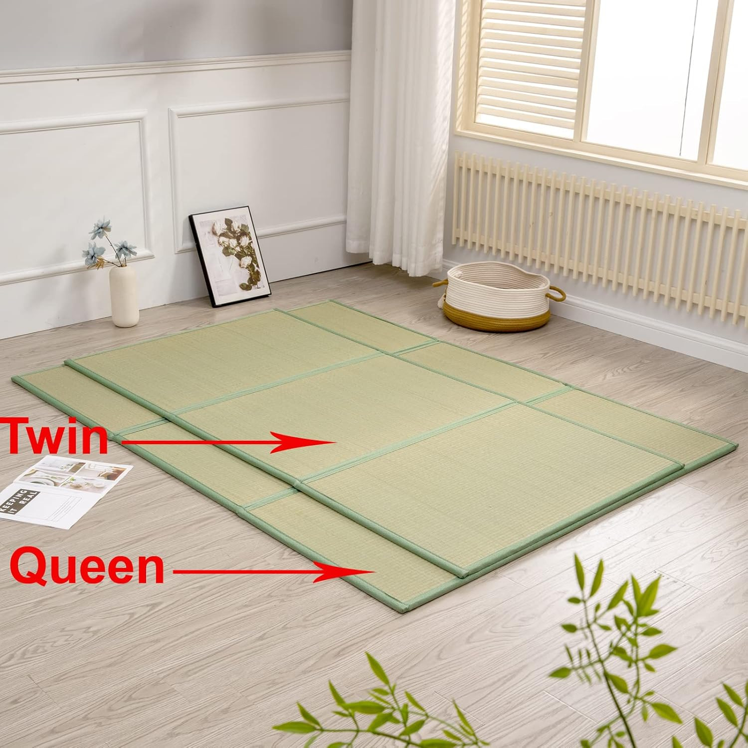 Japanese Tatami Mat – Queen Size Natural Rush Grass for Sleeping & Yoga
