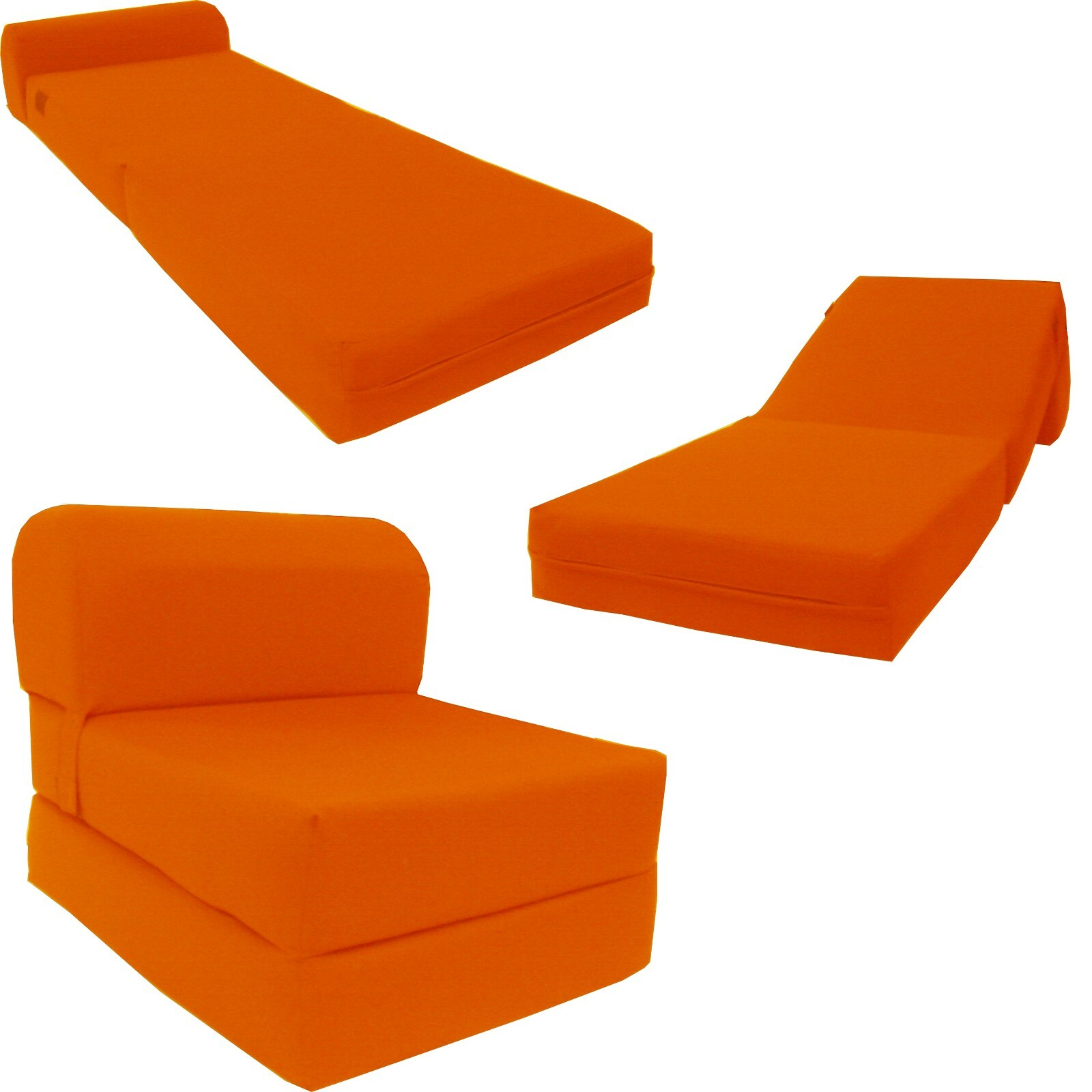 Flip Chair Folding Foam Beds, Foldable Guest Sofa Bed, Couch 6x24x70, Orange