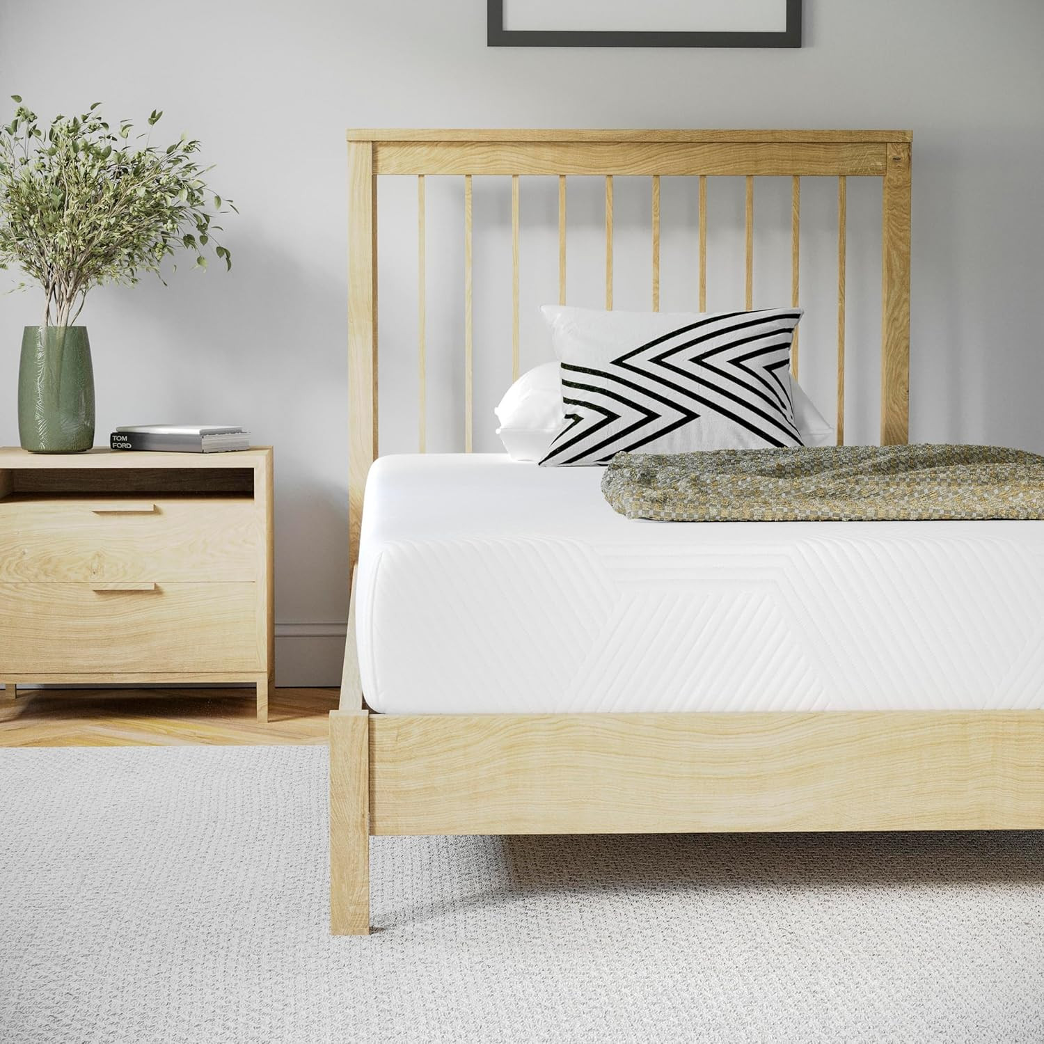 Jasmine 8 Inch Green Tea Memory Foam Mattress – Charcoal Infused – Supportive Pr