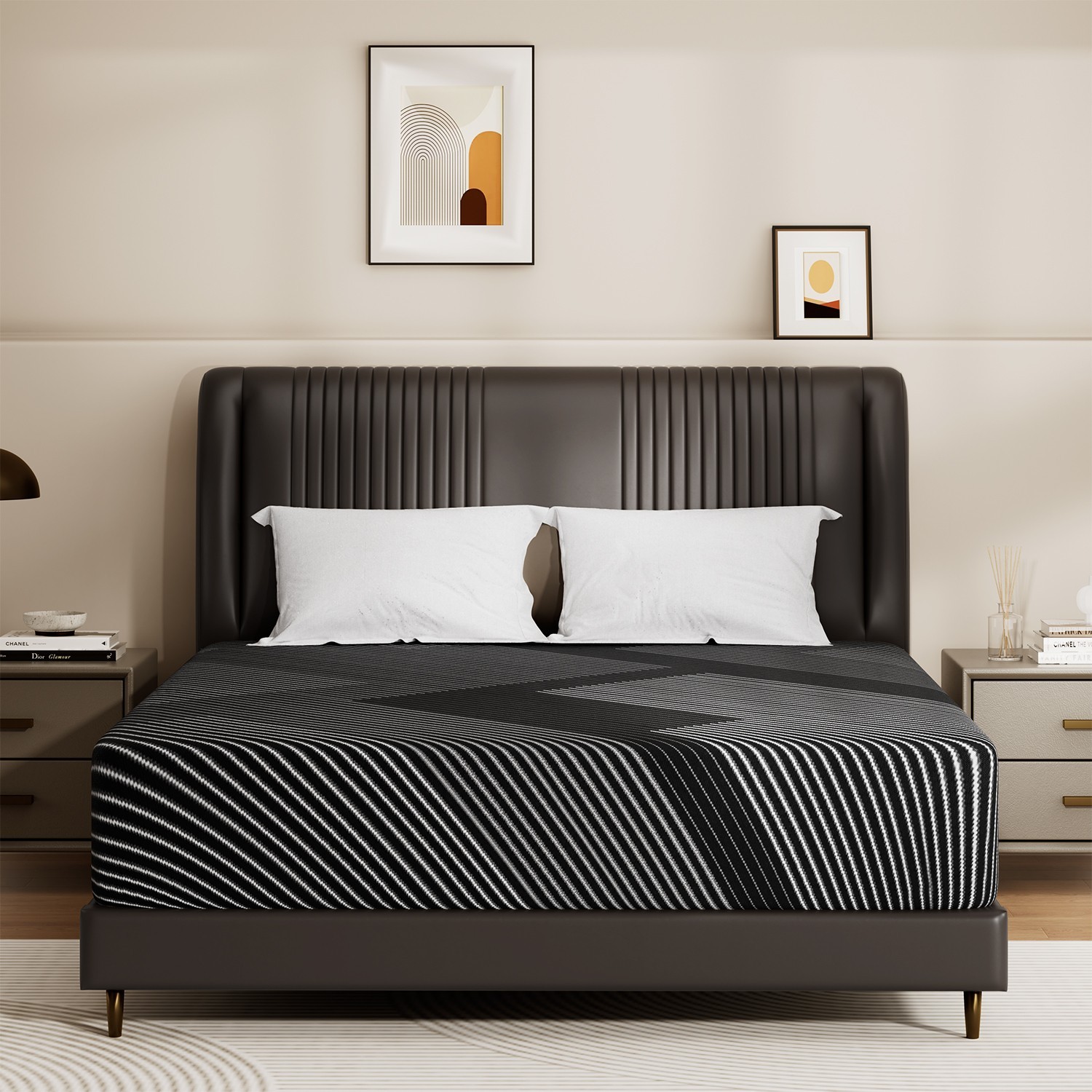 10″ California King Mattress Cooling Gel Memory Foam Full-Body Support, Black