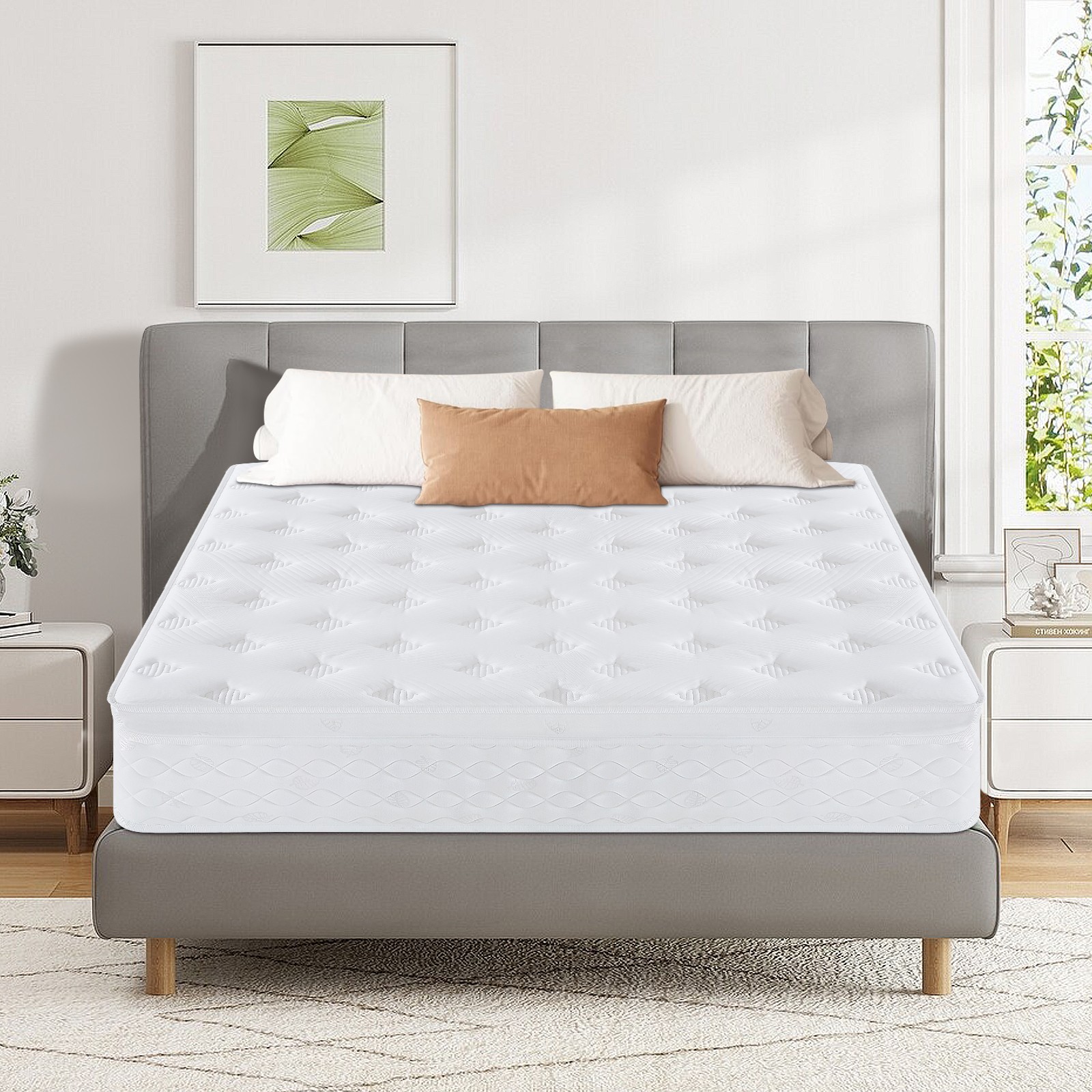 10″12″ Gel Memory Foam Spring Hybrid Mattress Twin Full Queen King Size In A Box