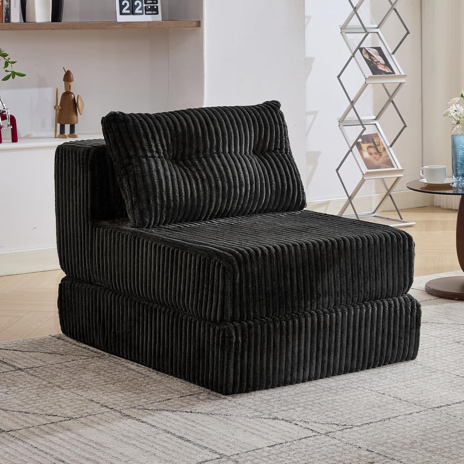 Folding Sofa Bed, Convertible Sleeper Chair with Ba Support and