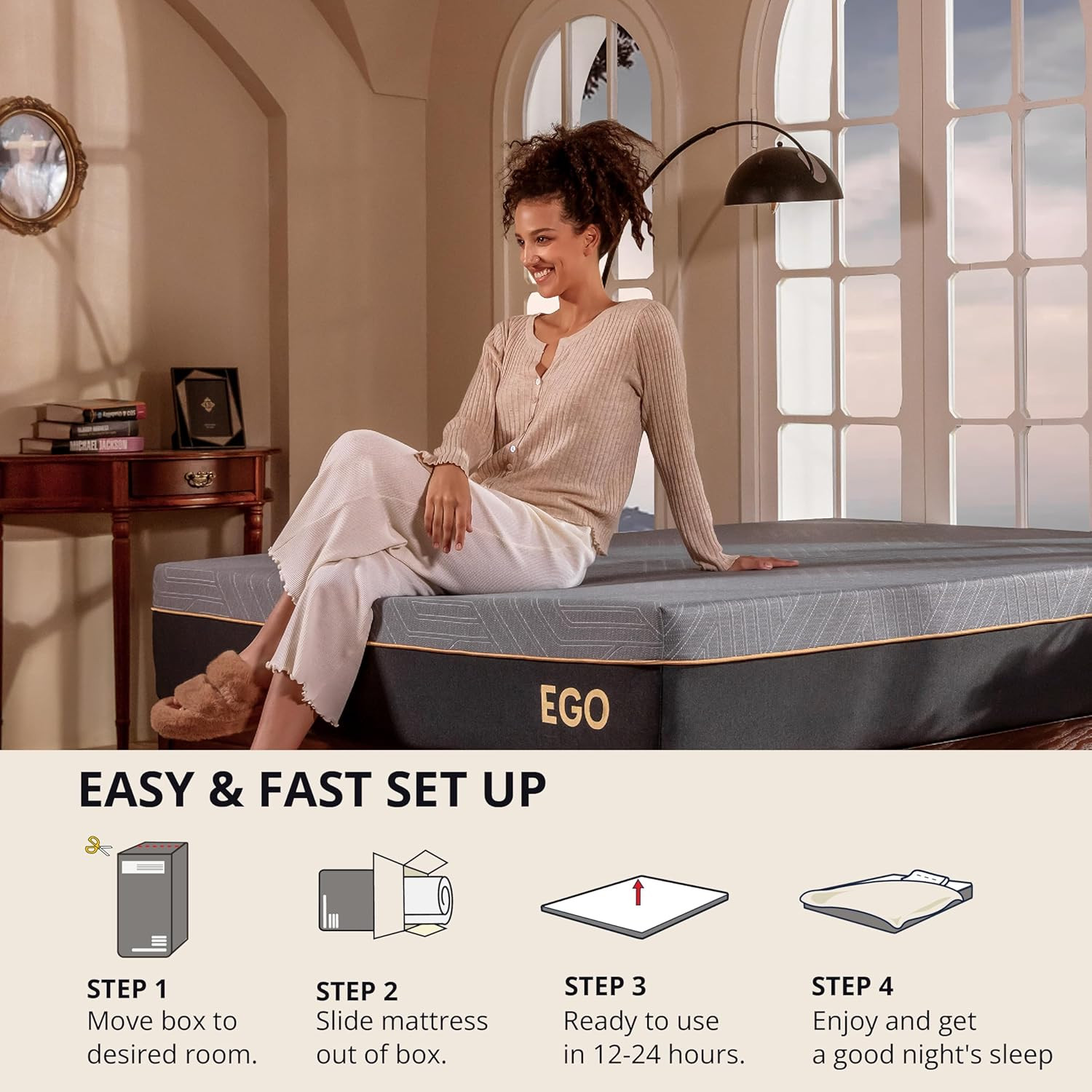 EGOHOME 12″ Queen Memory Foam Mattress – Cooling, Firm, Back Pain Relief