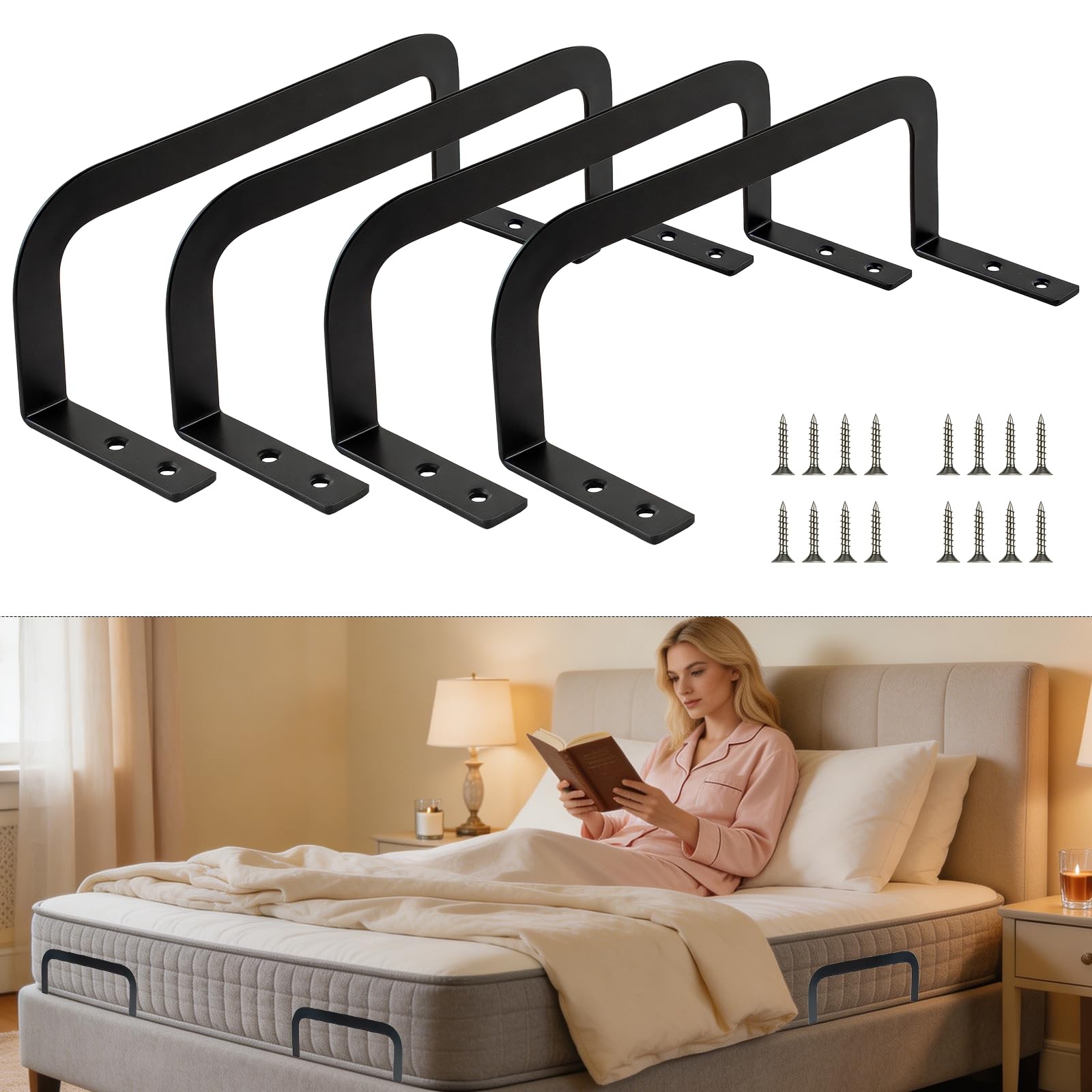 Orepzinc 4 Pcs Mattress Retainer Bar, Metal Mattress Slide Stopper, Non Slip …