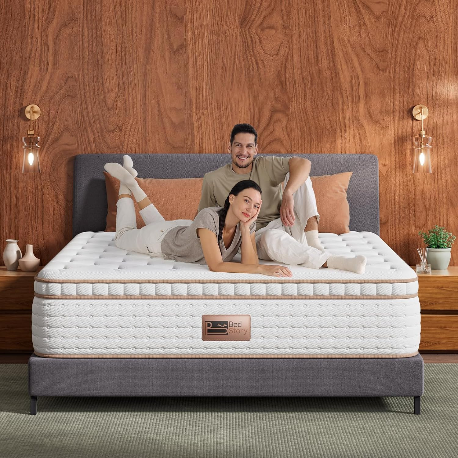 Bedstory Extra Firm Queen Size Mattress – 14 Inch Hybrid Mattress for Back Pain