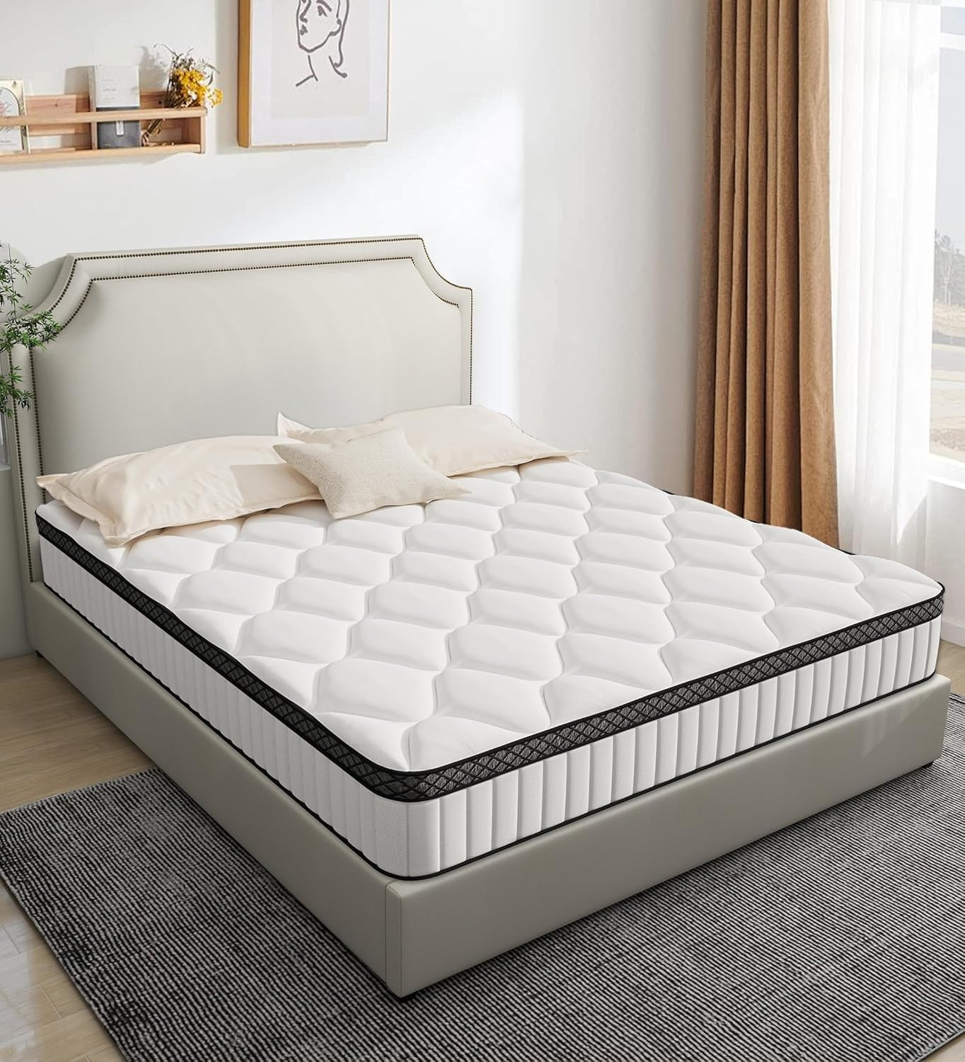 10 Inch Hybrid Queen Mattress with Gel Foam & Pocket Springs for Comfort