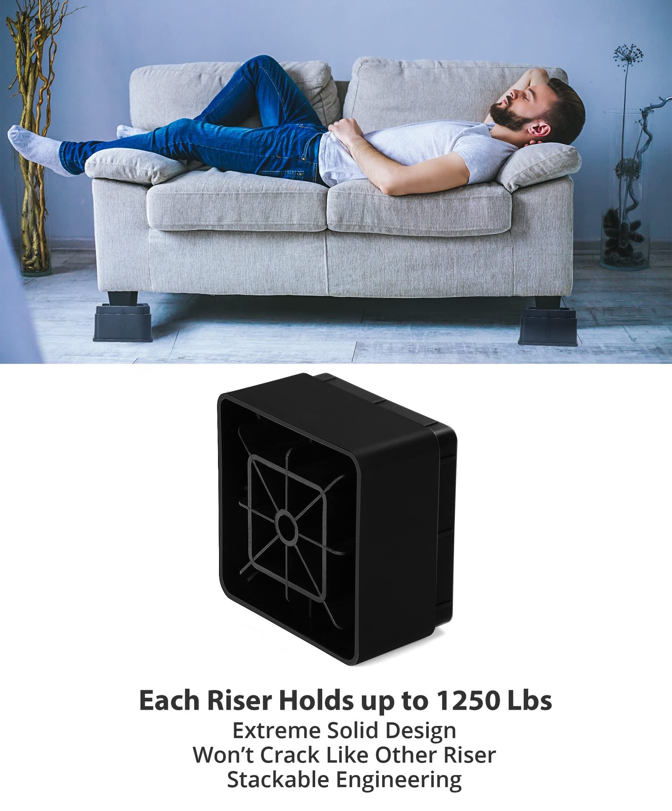 Utopia Bedding Bed Risers 2 Inch – Pack of 8 – 2 (Pack 8), Black