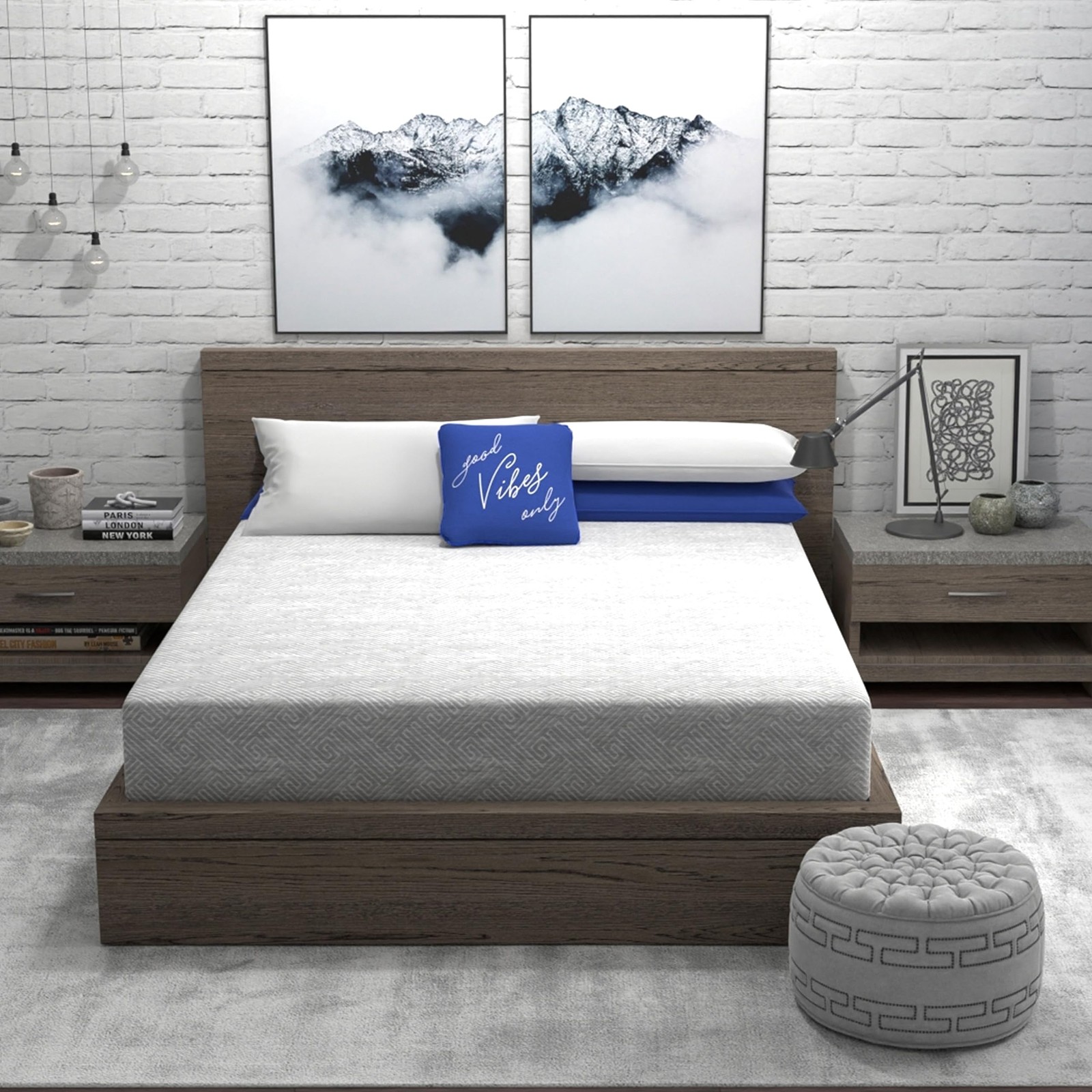 Heather Grey Gel Memory Foam Mattress, CertiPUR-US and Oeko-TEX Certifed Bed-…
