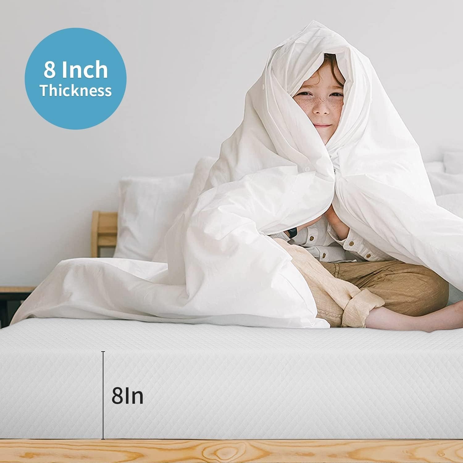 Medium Firm 8 Inch Queen Gel Memory Foam Bed Mattress for Cool Sleep & Comfort