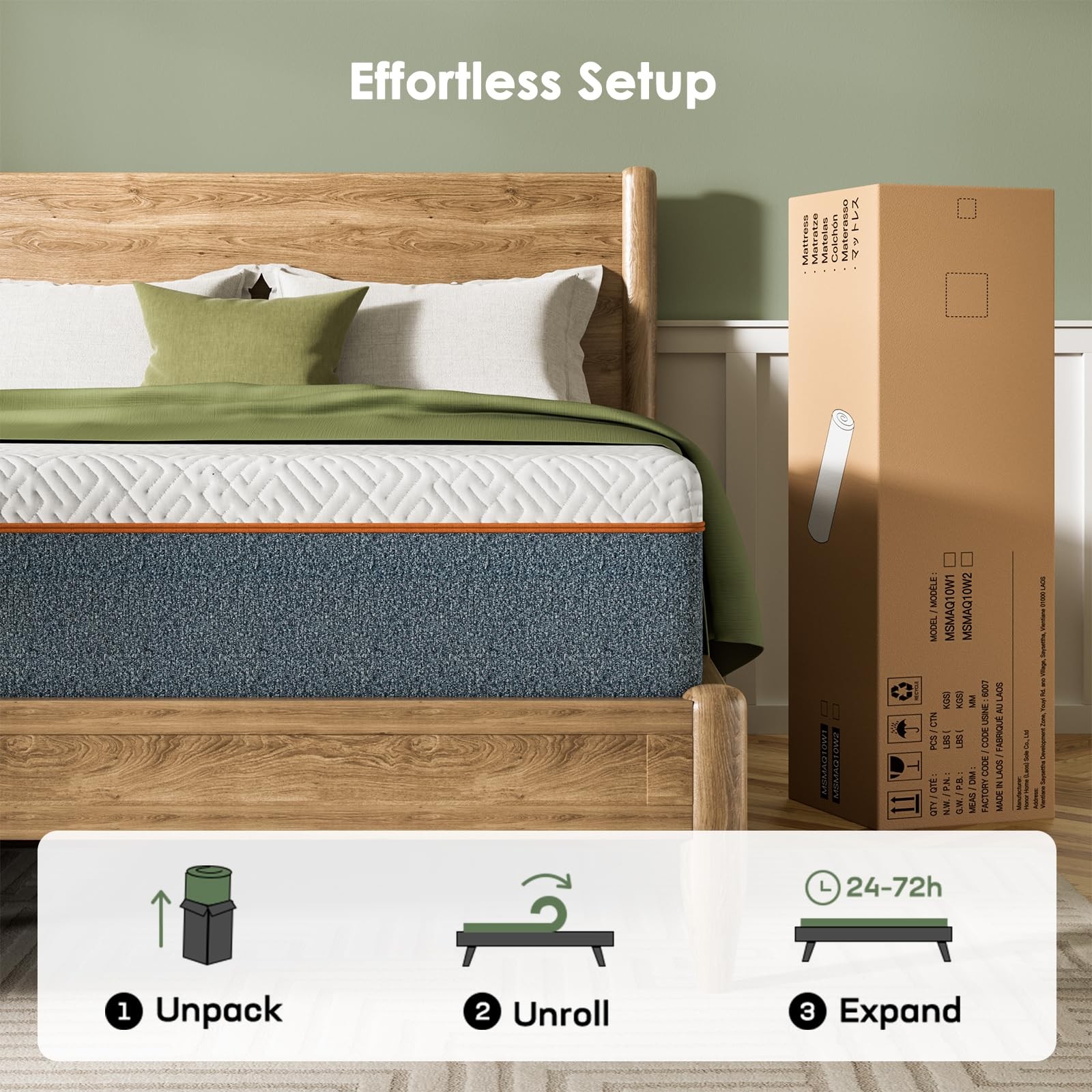 6 Inch Queen Size Mattress, Cooling Gel Memory Foam, Fiberglass Free Breathab…