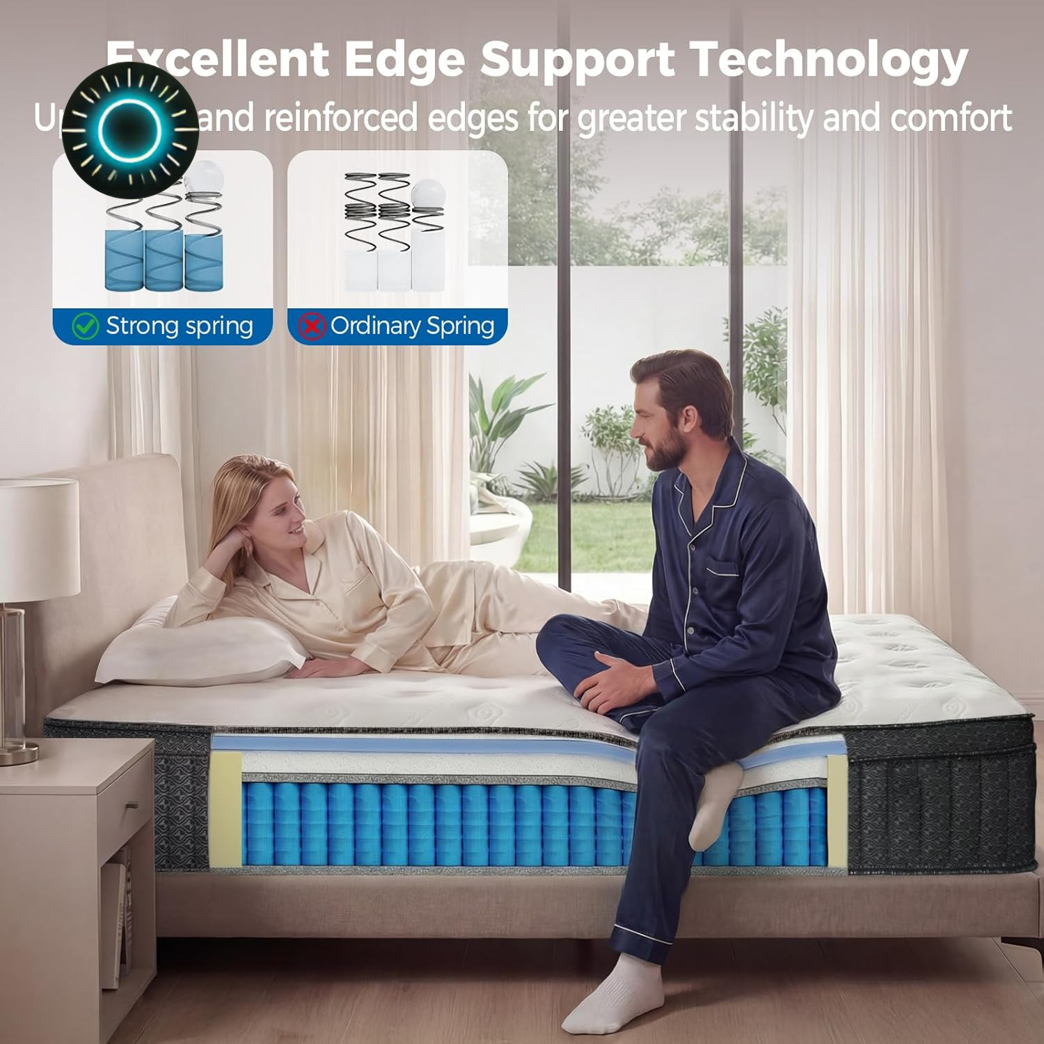 12″ King Size Hybrid Mattress in a Box – Medium Firm Cool & Supportive Sleep NEW