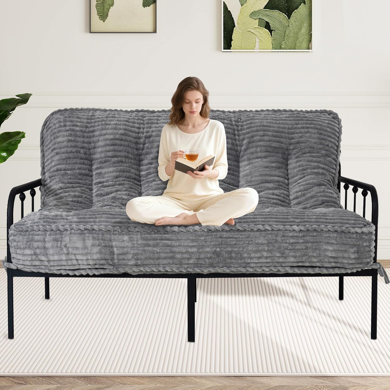 8 Inches Futon Mattr Queen Size, Extra Thi Futons Sofa Couch Bed with