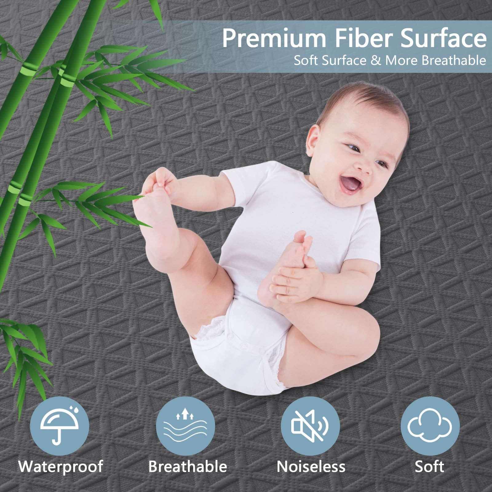 Premium Waterproof Mattress Protector Queen Size, Breathable Bed Queen, Grey
