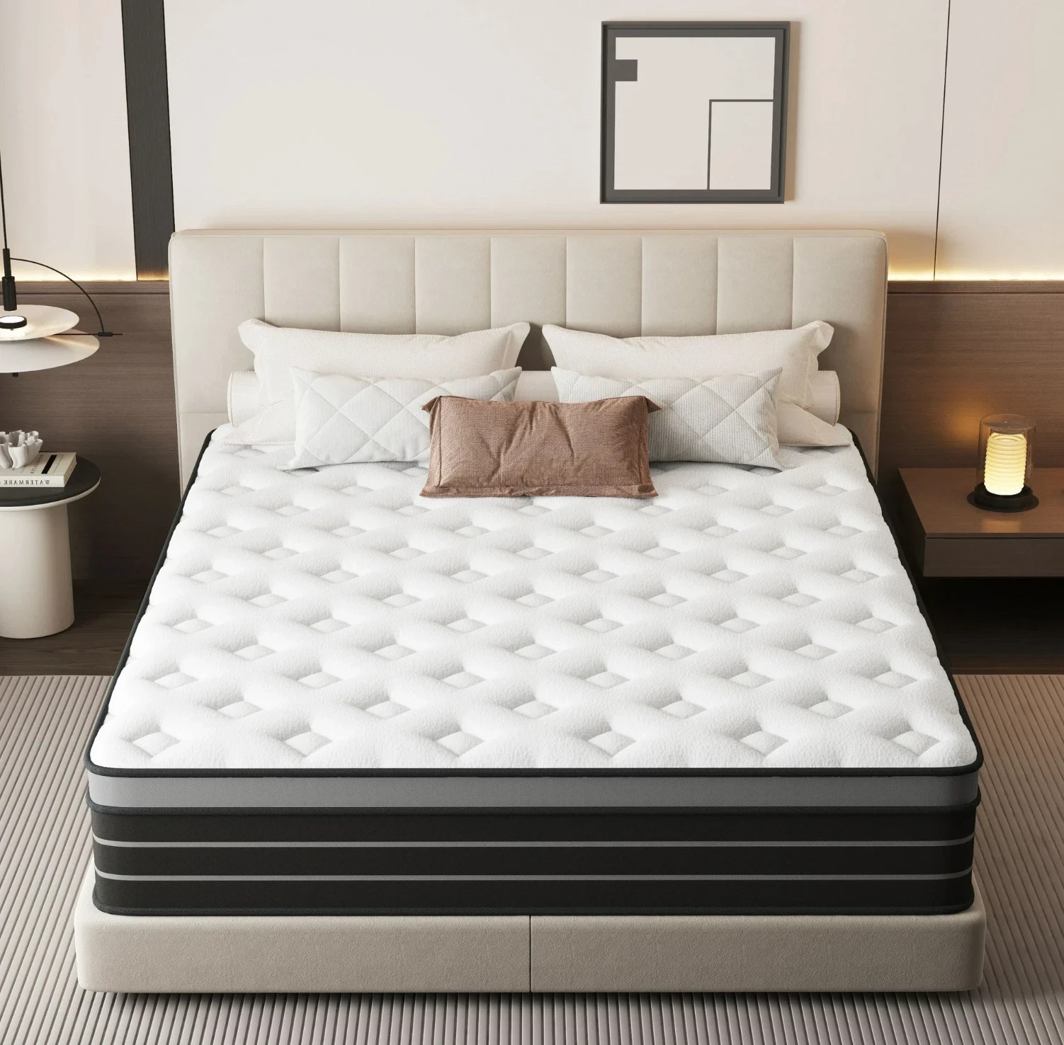 12″ Colchones Twin Size De Espuma 12 Pulgadas Memory Foam Hybrid Mattress Bed