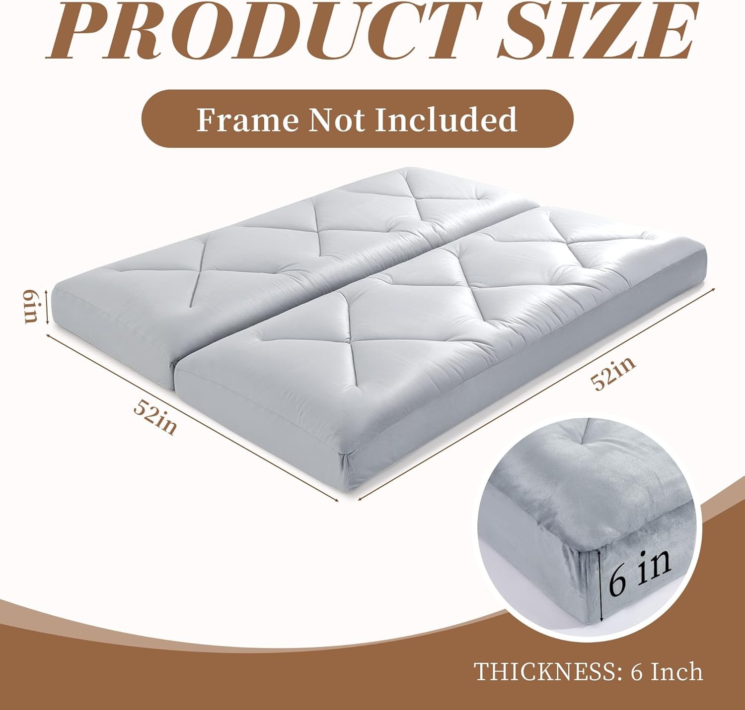 Foldable 6» Full Size Futon Mattr, -Sided Fo Design