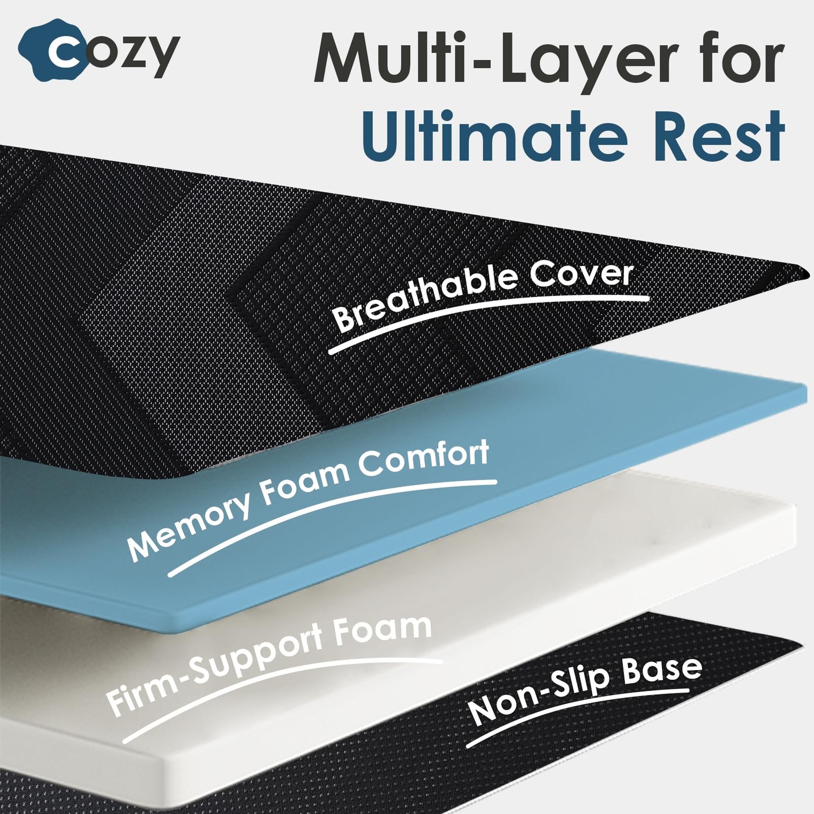 Foldable Mattress Queen – Memory Foam 6 inch Trifold Mattress for Camping, wi…