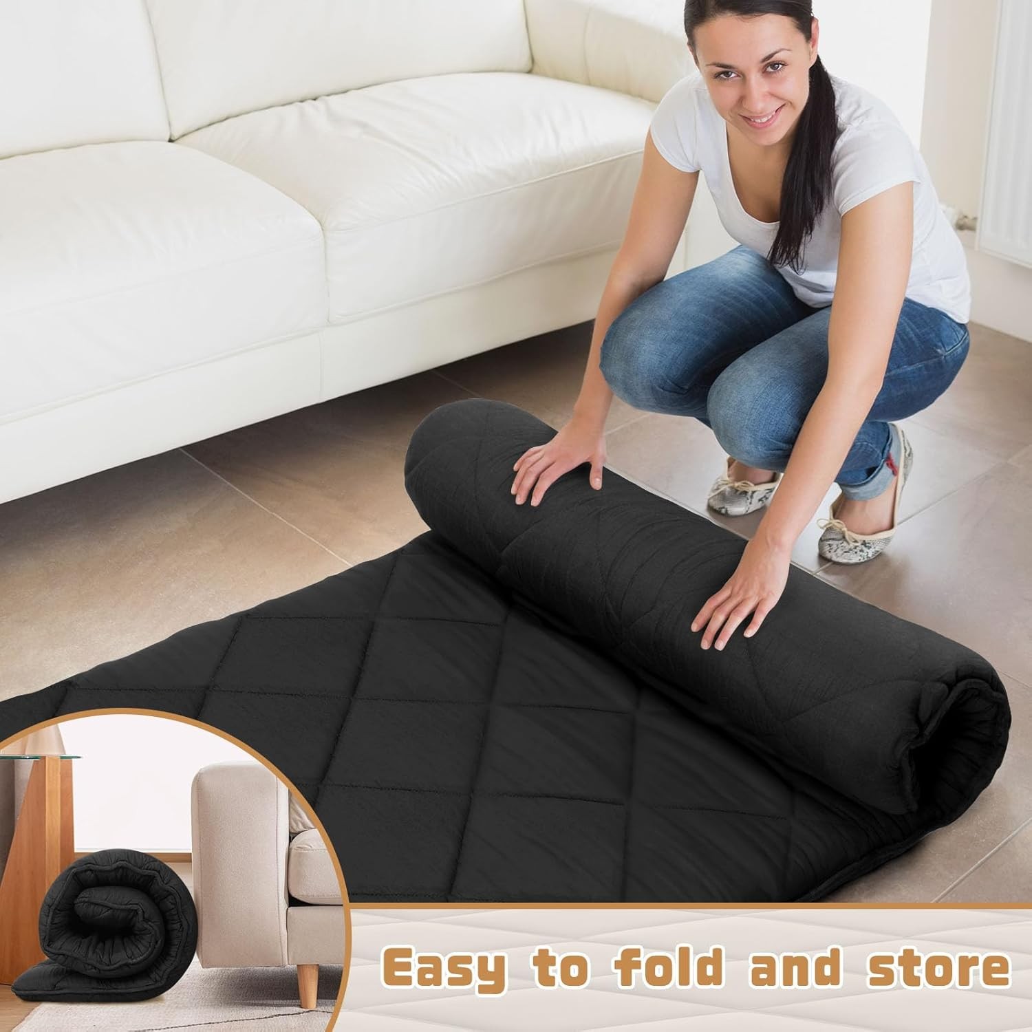 Japanese Futon Floor Mattr Queen Size 60″×80″, 3.9″ Thien 5-Layer