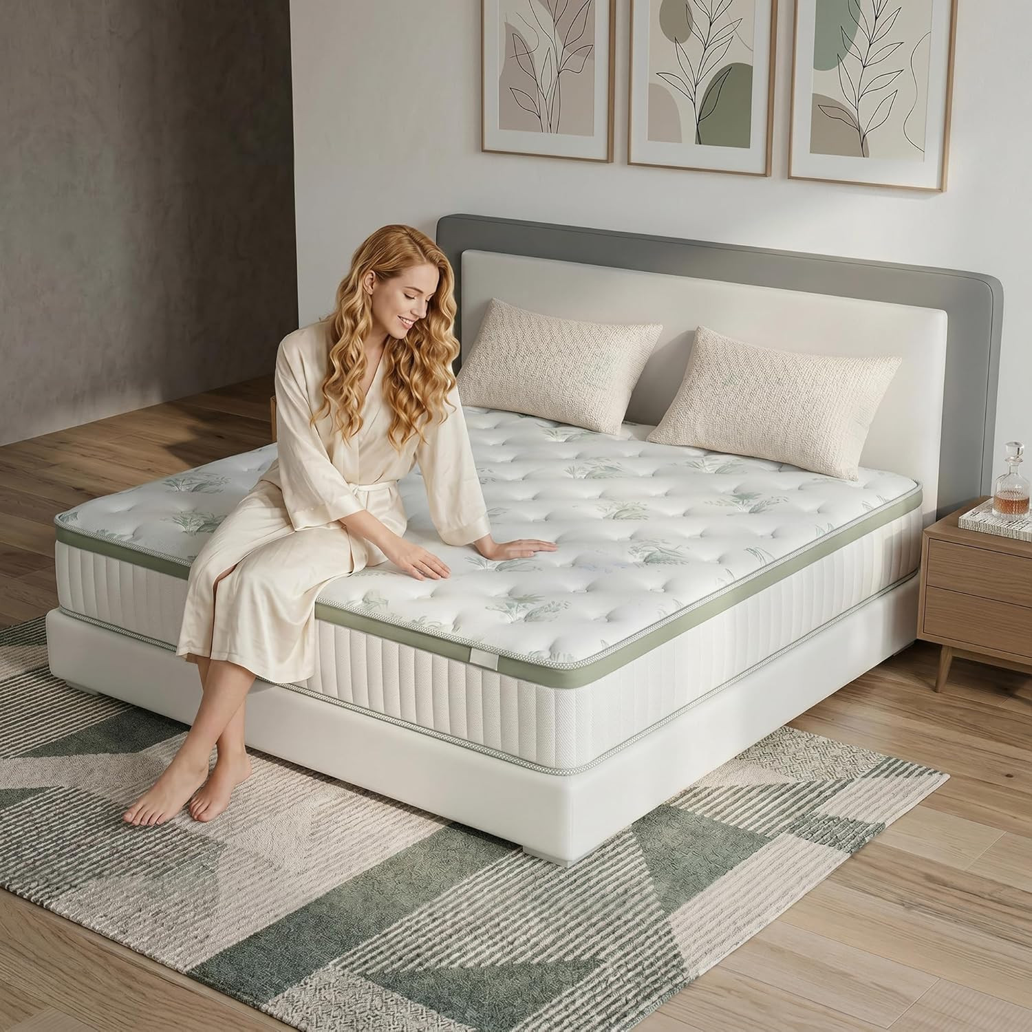 Queen Size Mattress 14 Inch, Medium Firm Memory Foam Hybrid Mattress with Indivi