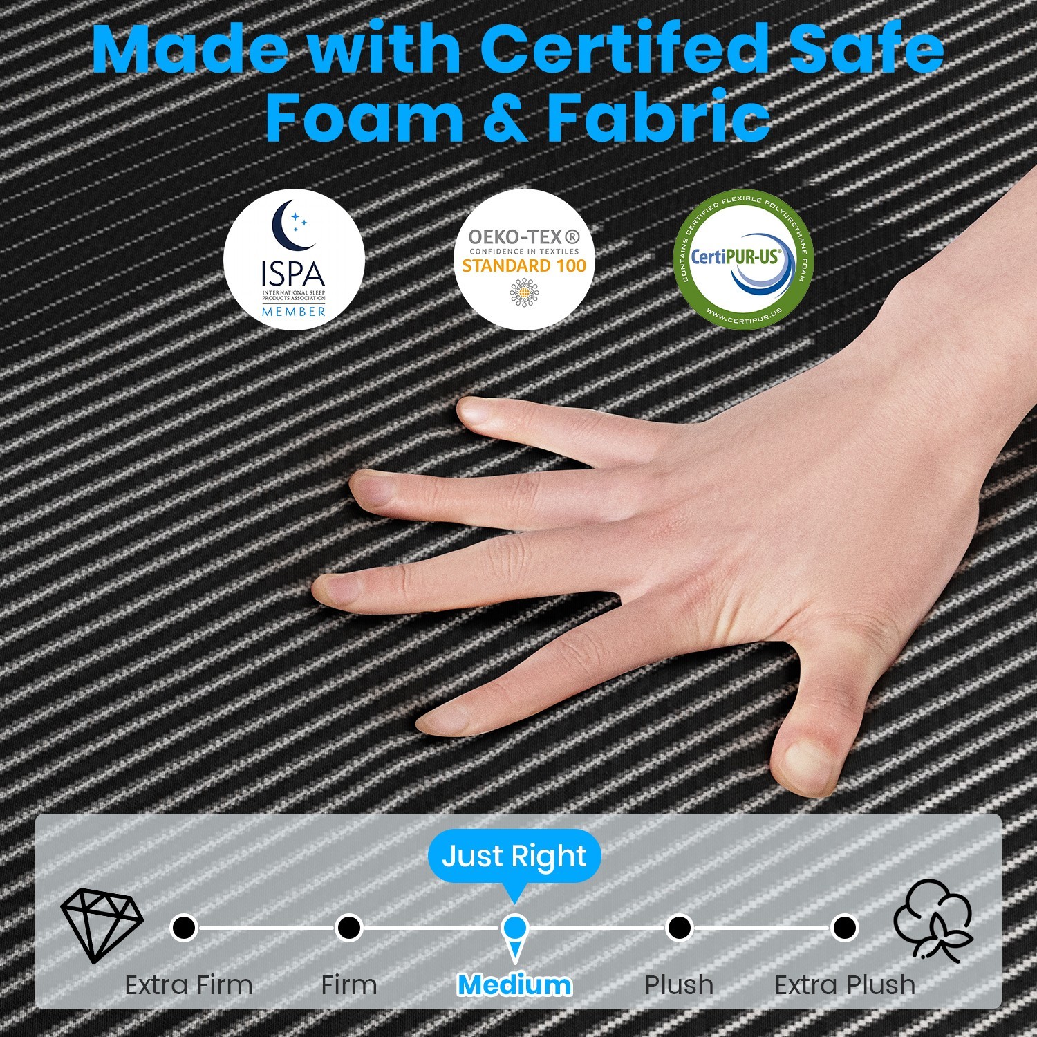 10″ California King Mattress Cooling Gel Memory Foam Full-Body Support, Black