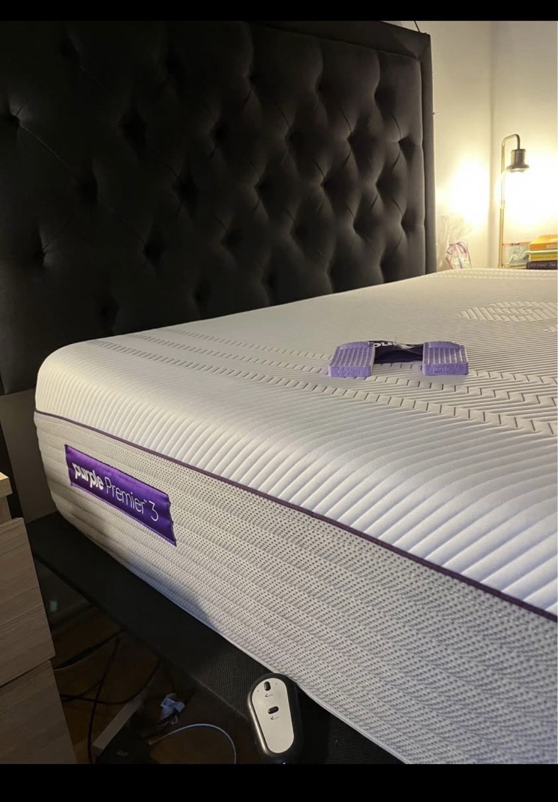 Purple Hybrid 3 Queen Mattress with Adjustable Bed frame and separate headboard
