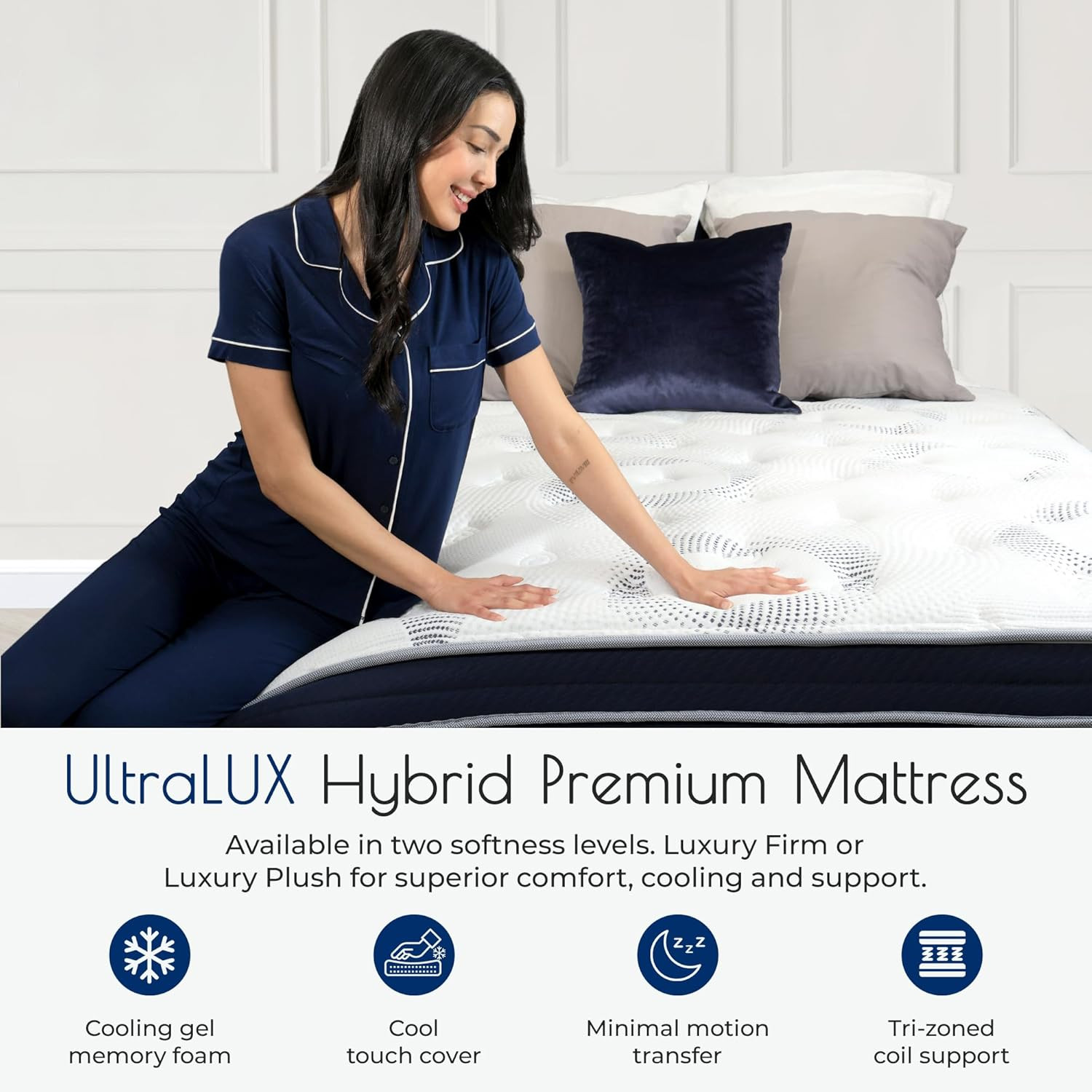 Ultralux 14″ Queen Hybrid Mattress – Cooling Gel & Pocket Coils for Comfort