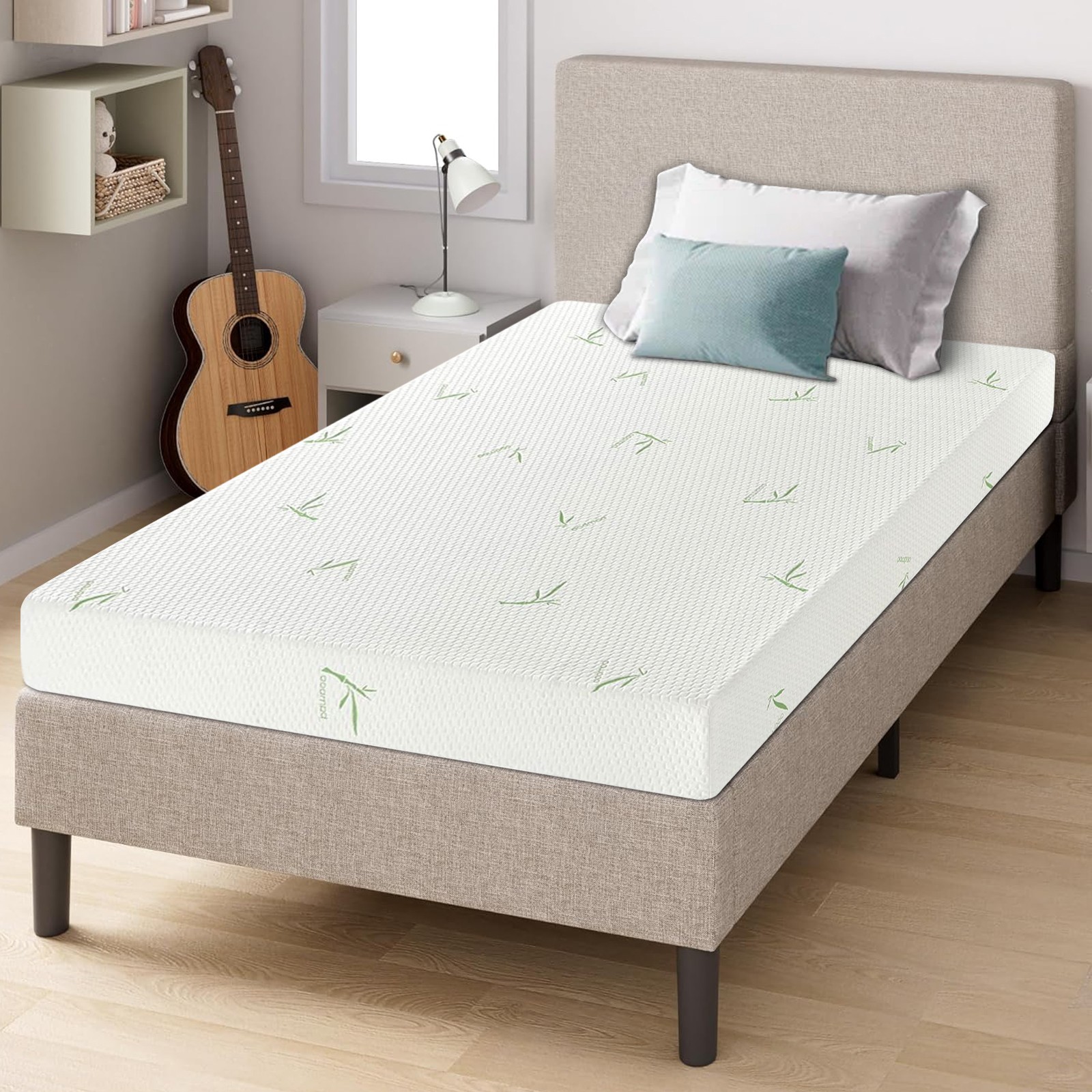 8″ Twin Cooling Gel Memory Foam Mattress with Bamboo Cover for Back Pain Relief