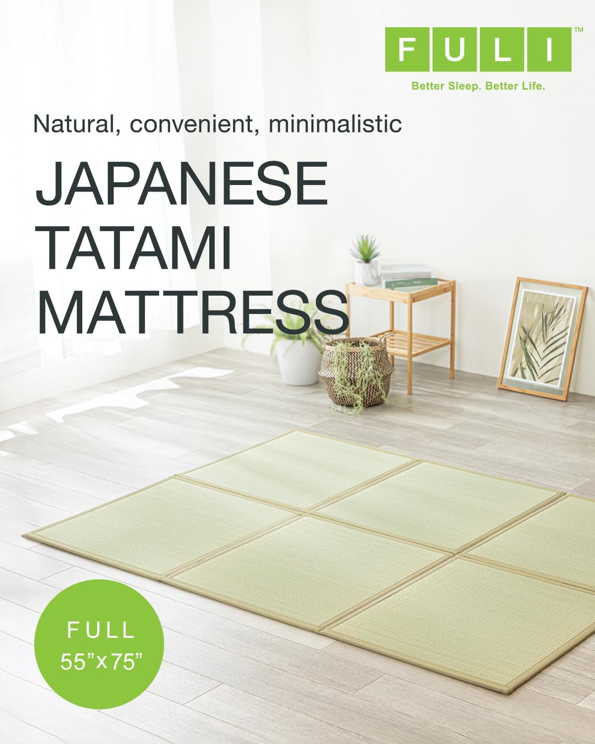Premium Foldable Japanese Tatami Mattress – Full Size Igusa Mat, Made in Japan