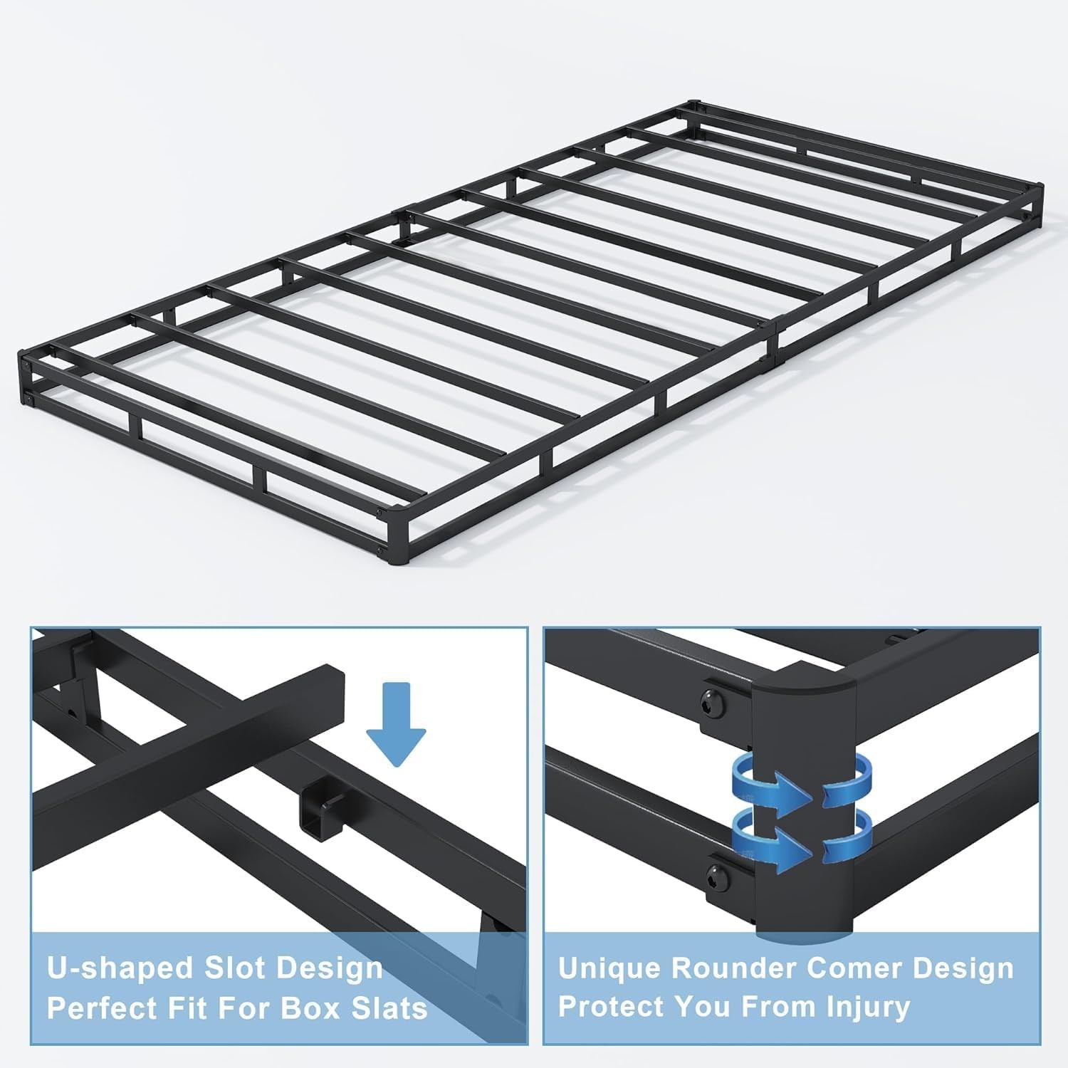Twin Box Spring 4 Inch High Profile Box Spring Twin Bed Sturdy Metal Frame