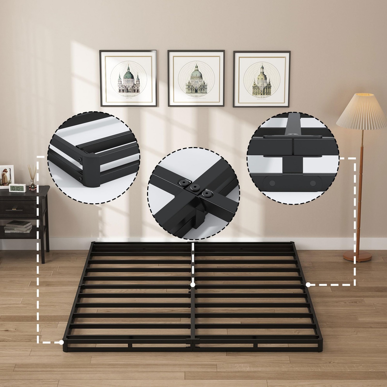 SHOANED Queen Size Box Springs – 3 Inch Low Profile Mattress Queen, 3