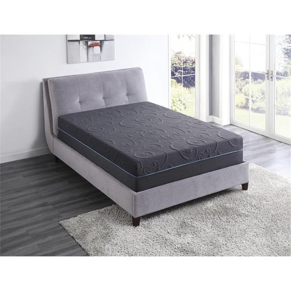 Pemberly Row 14″ Fabric Queen Gel Memory Hybrid Mattress in Gray