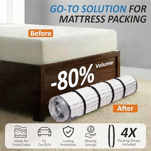 Foam Mattress Vacuum Bag with 4 Adjustable Packing Straps Queen/Full/Full-XL