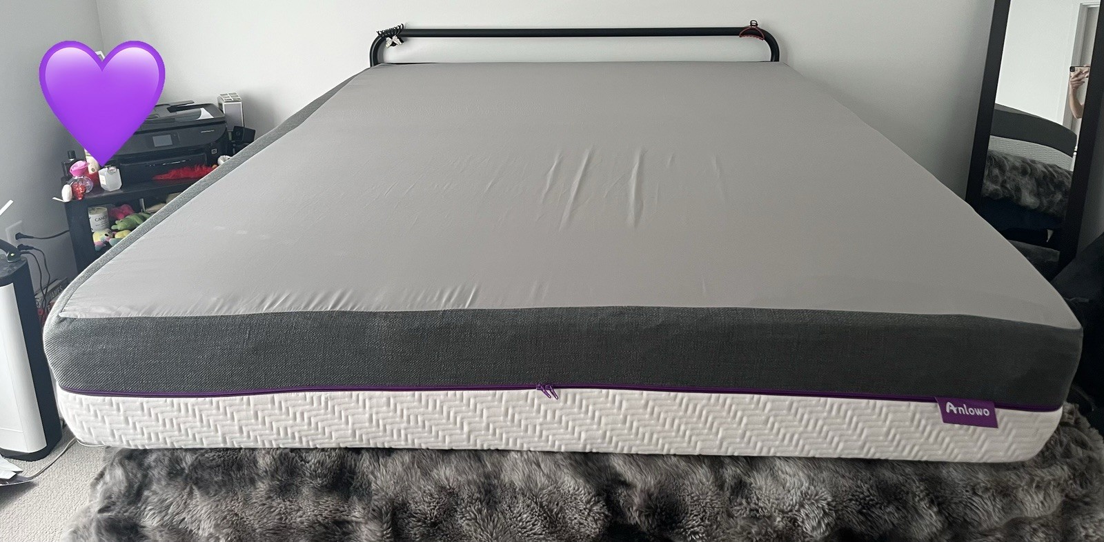 Anlowo White Gray Purple Mattress Geometric Pattern Rectangle for Bedroom Adults