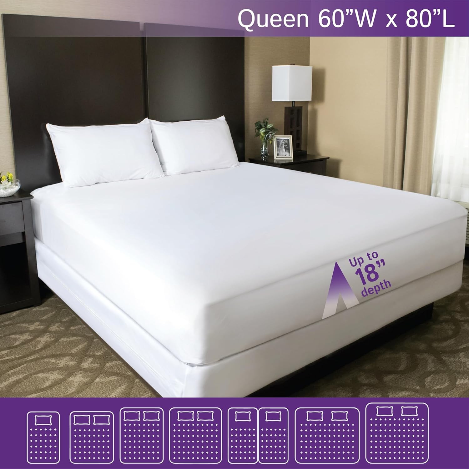 Queen Size Waterproof Mattress Protector – Fitted Sheet Queen, White