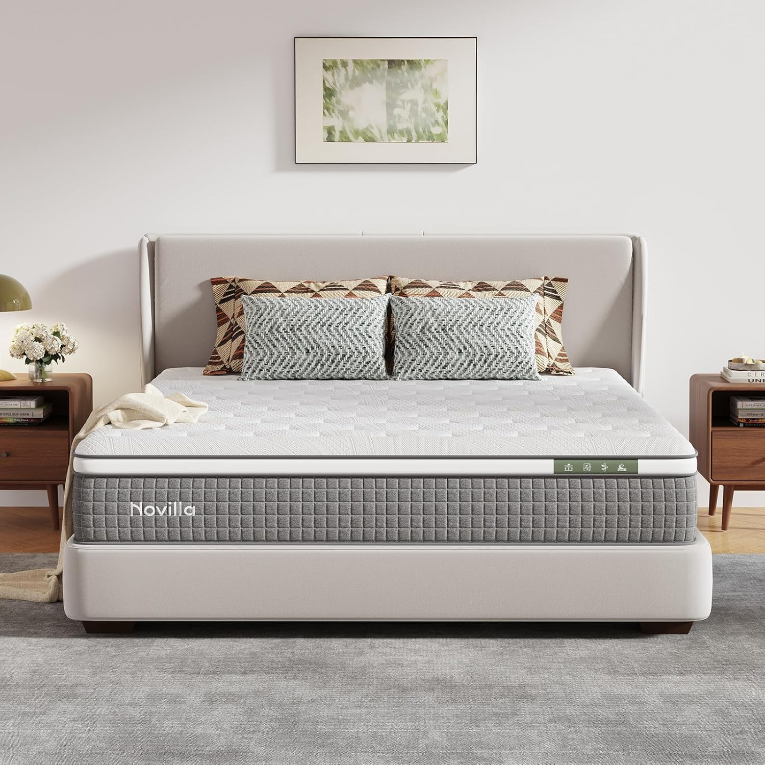 12″ Queen Hybrid Mattress with Cooling Gel Foam & Pocketed Coils for Comfort