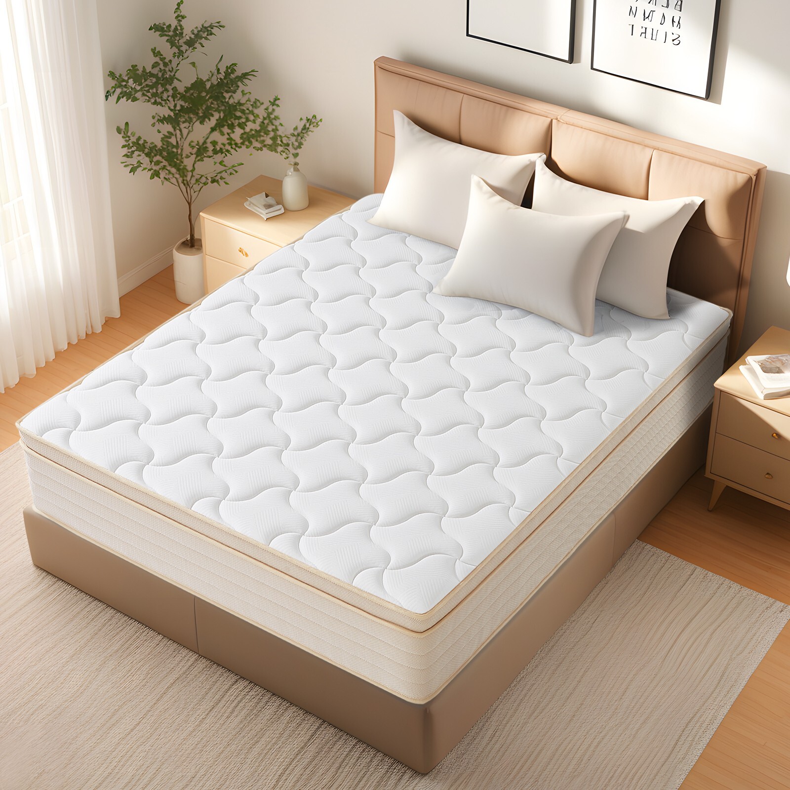 Hbaid 10″ 12″ Pocket Spring Hybrid Mattress, Twin Txl Full Queen King Size
