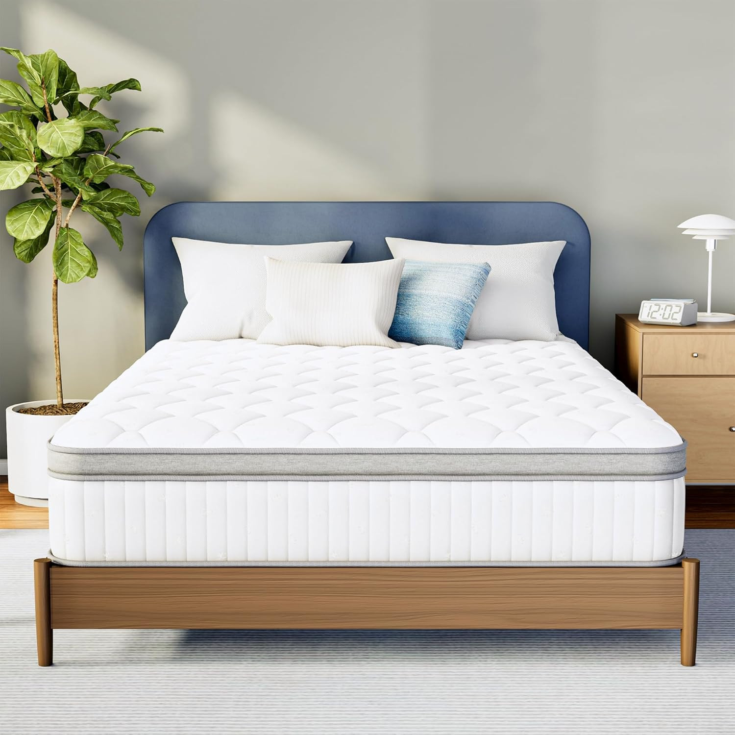 Queen Size Mattress, 12 Inch Hybrid Comfort & Supportive Mattress in a Box, Cool