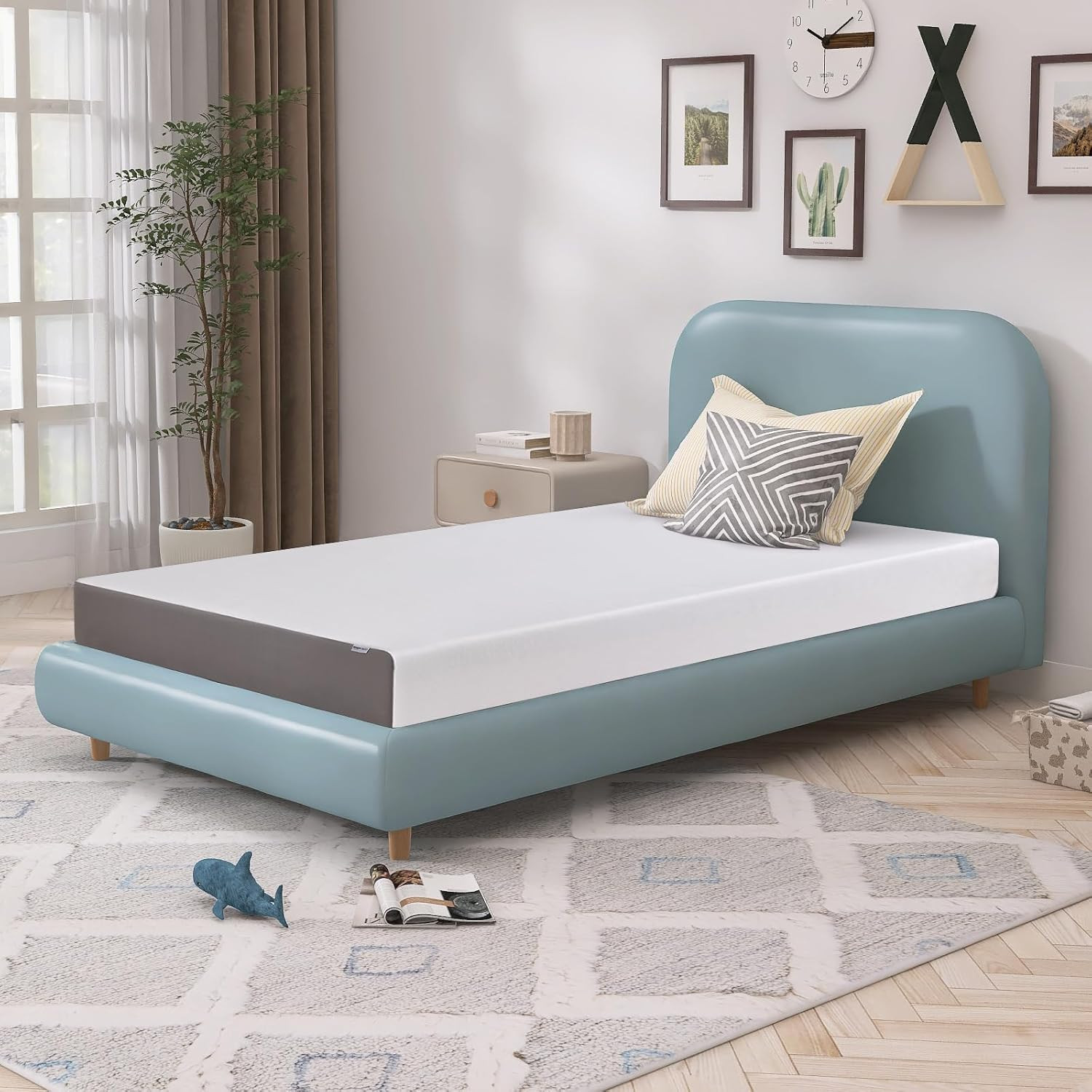Memory Foam Mattress, Soft Plush Feel, 6 Inch, Full, White/Grey